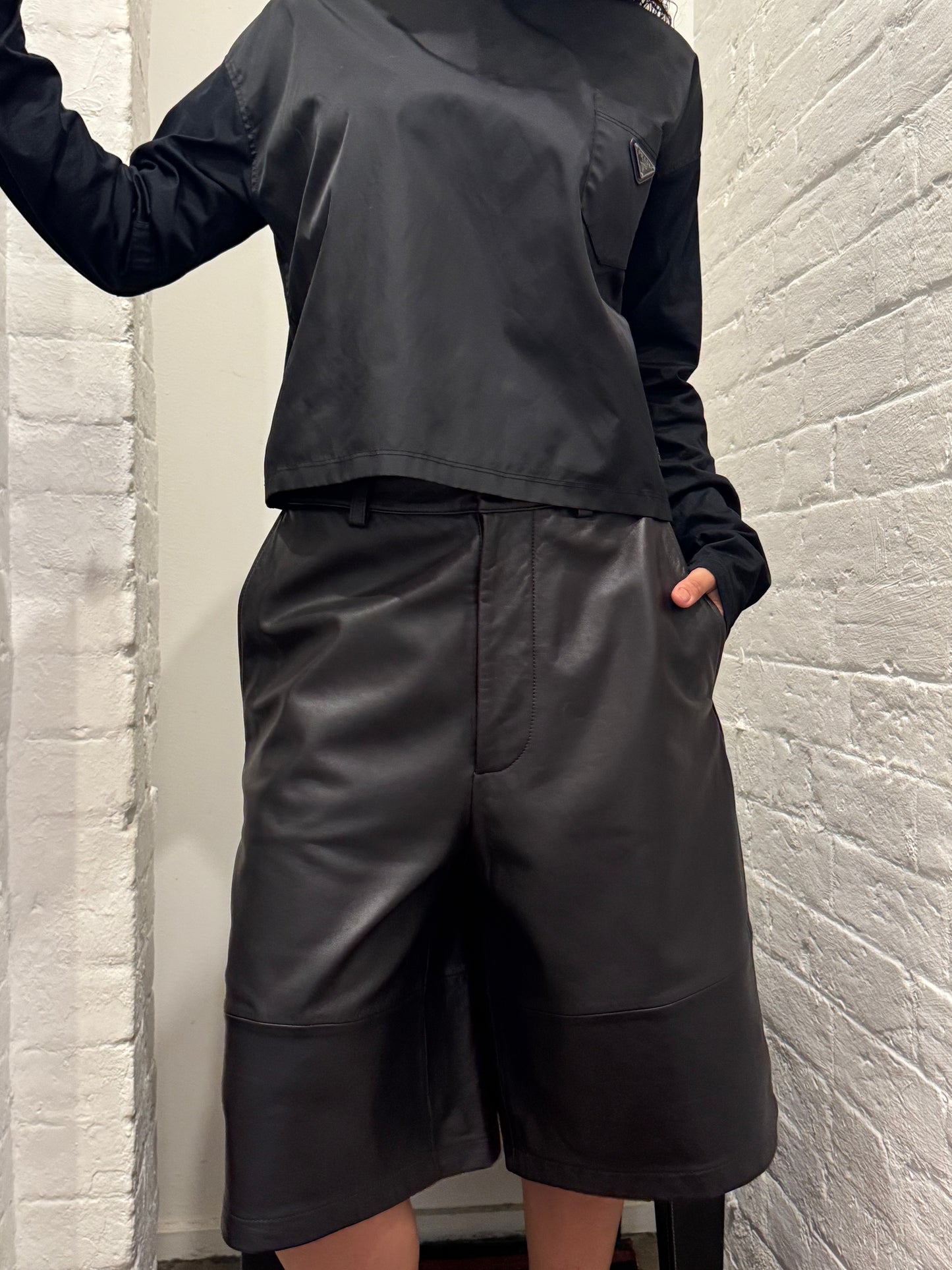 Frankie Shop Brown Leather Shorts Size M