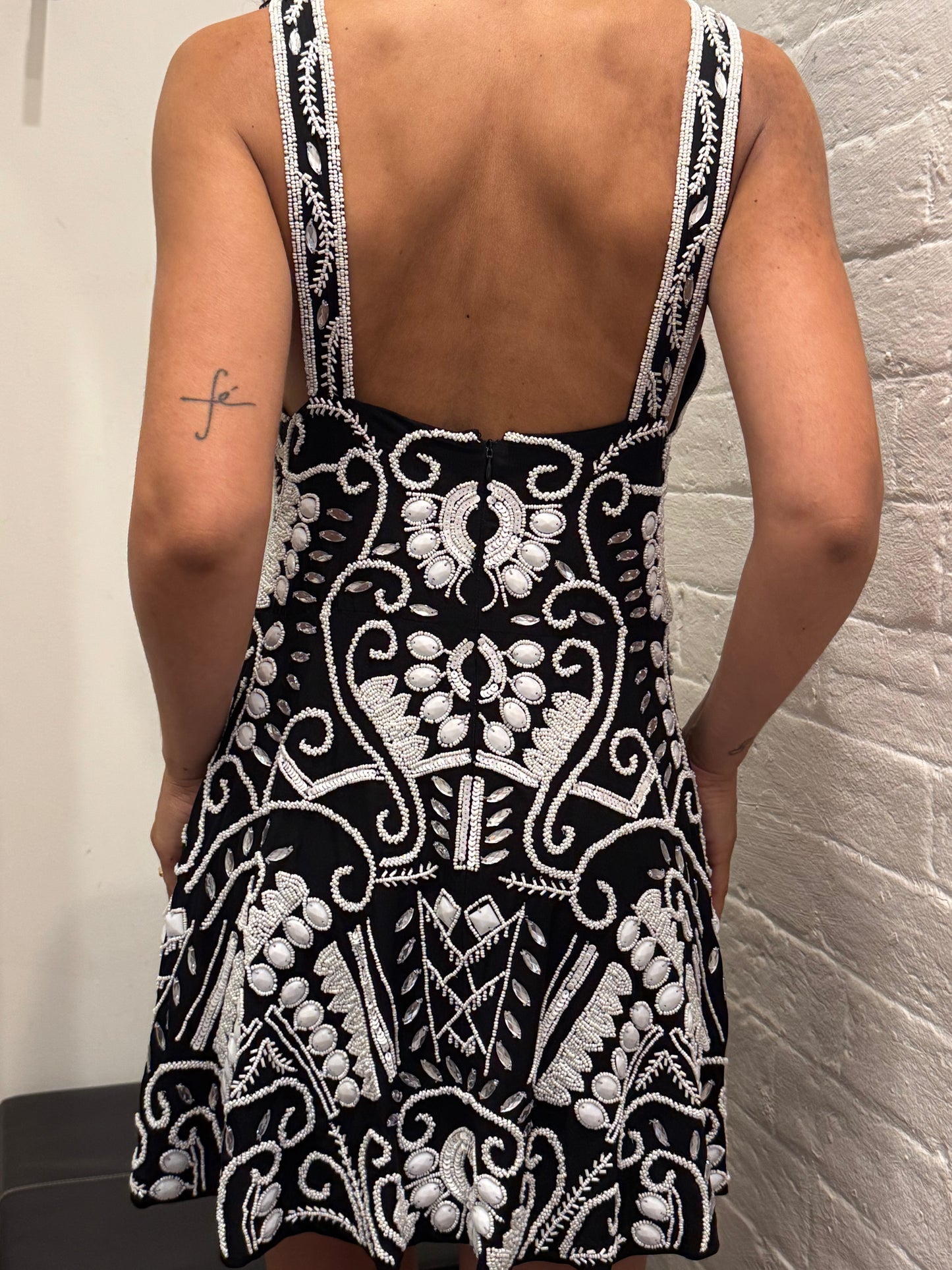 Alexis Black And White Beaded Dress Size M