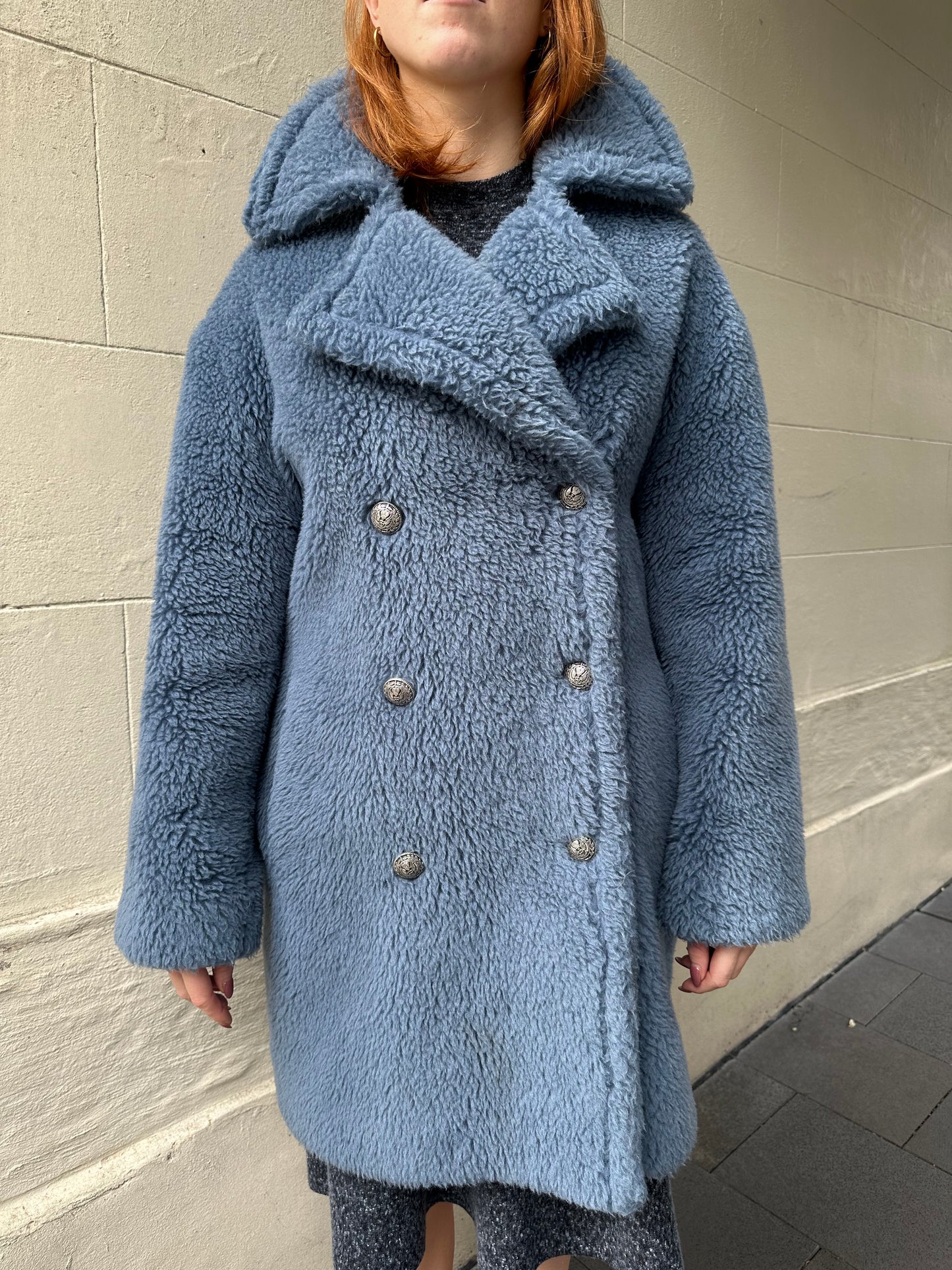 Fazi Blue Teddy Coat Size US1