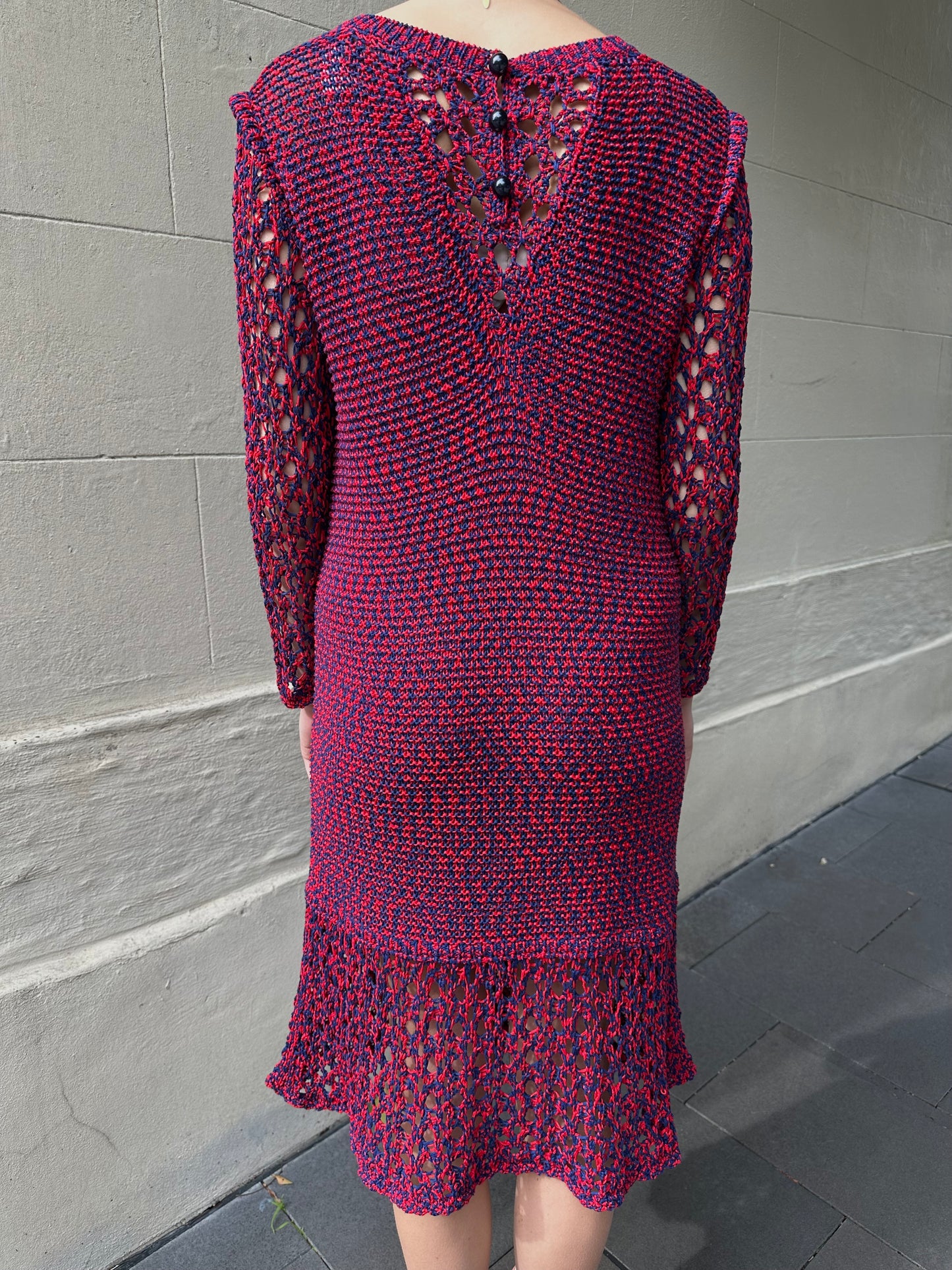 Chanel Red and Blue Woven Dress Size 42