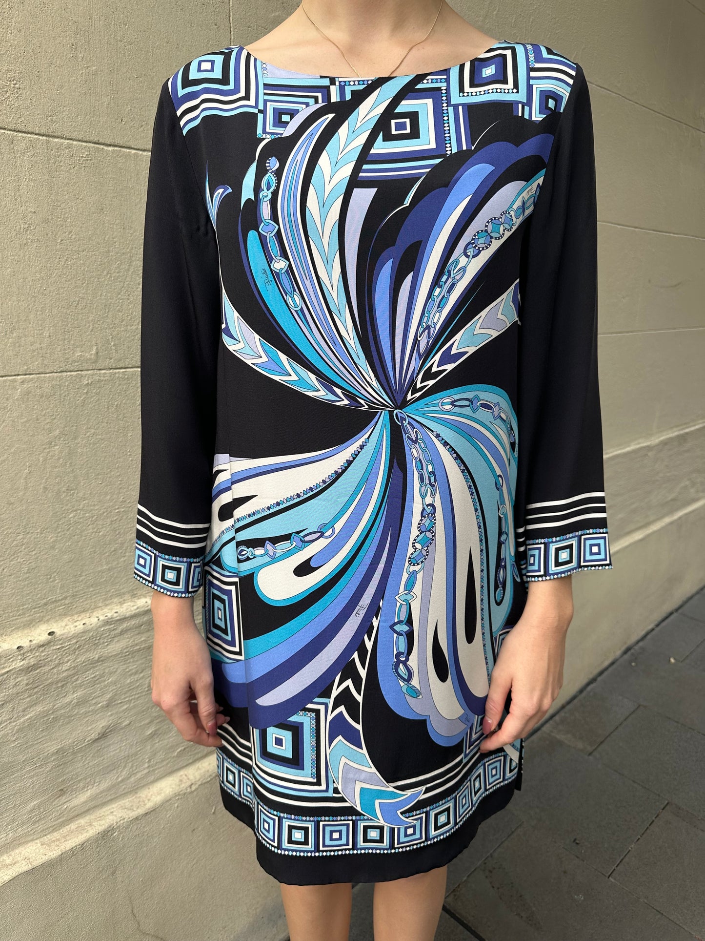Emilio Pucci Blue Print Dress Size 44