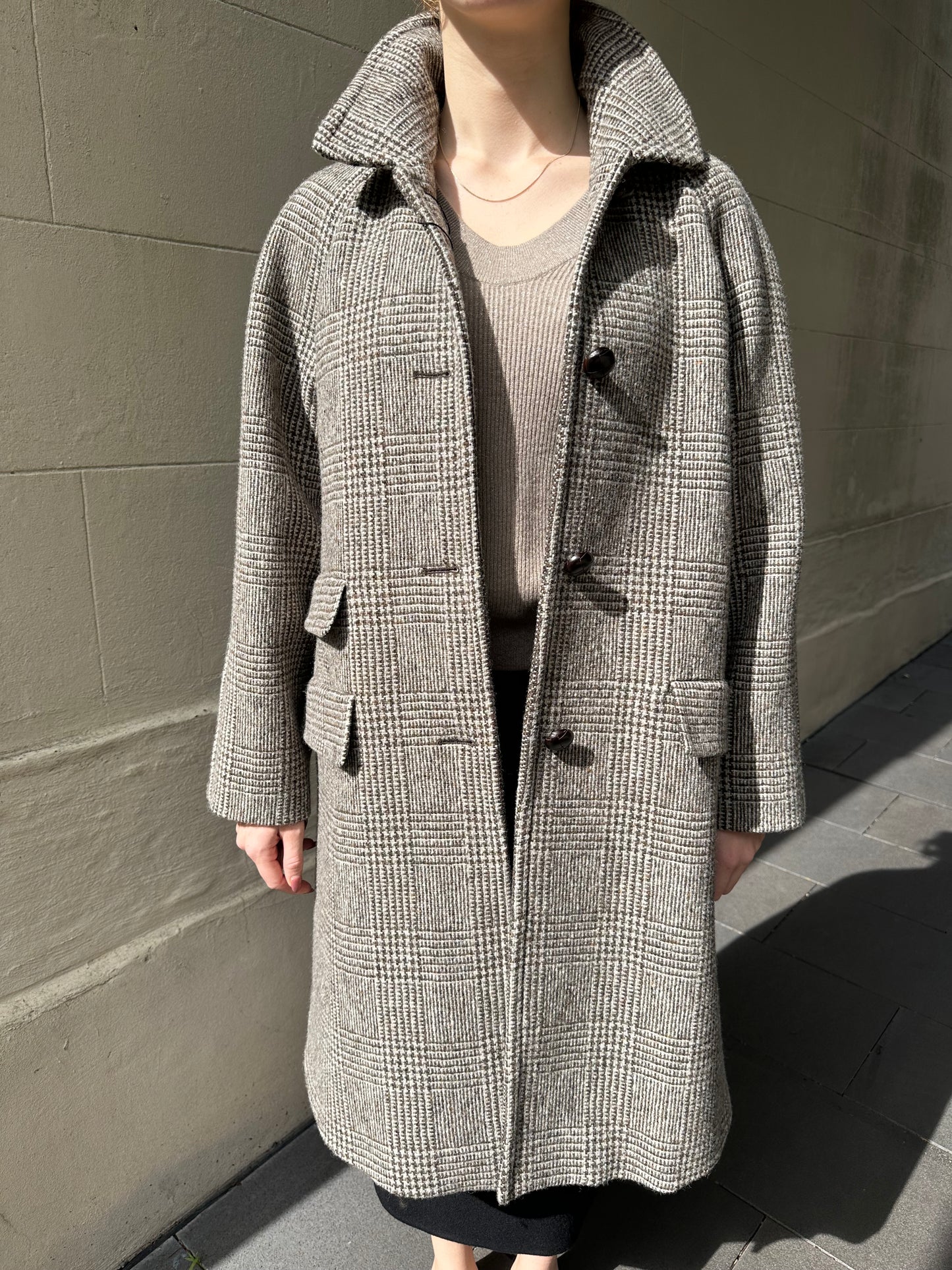 Max Mara Brown Check Coat Size 44