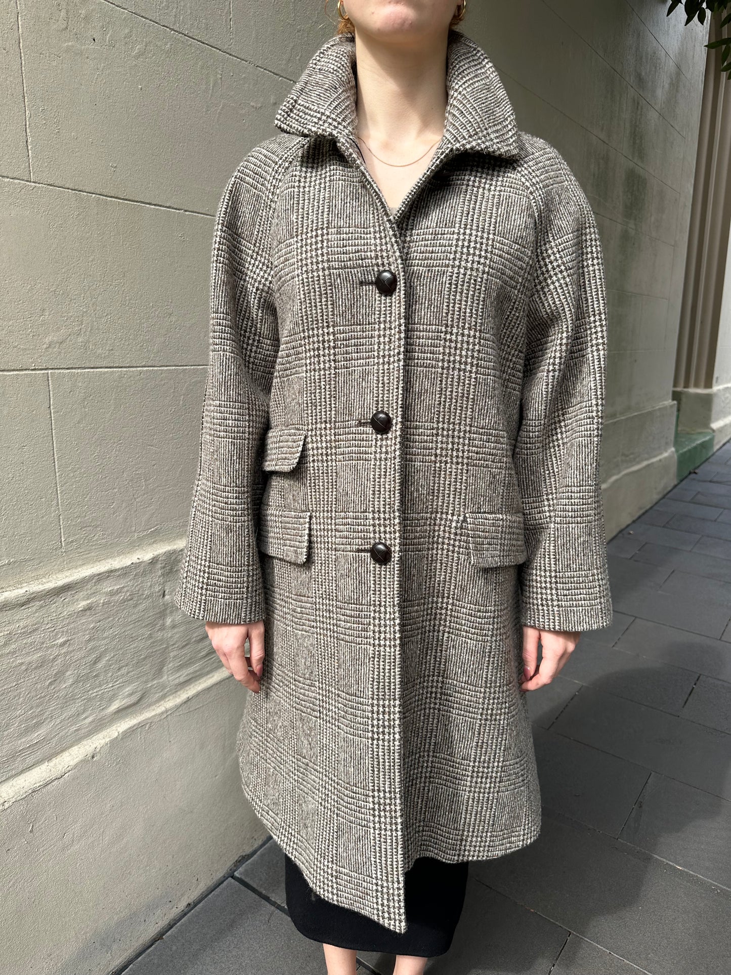 Max Mara Brown Check Coat Size 44