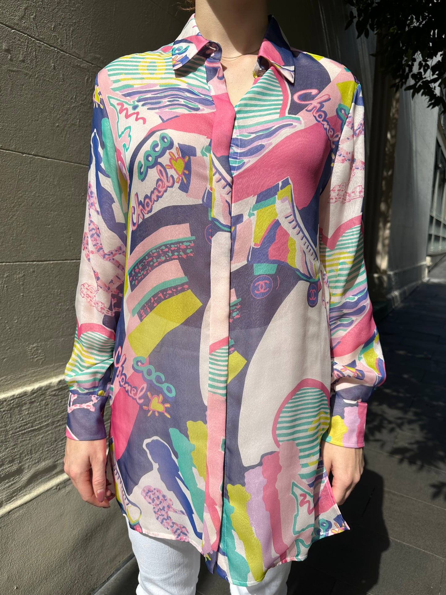 Chanel Multi Sheer Shirt Size 40