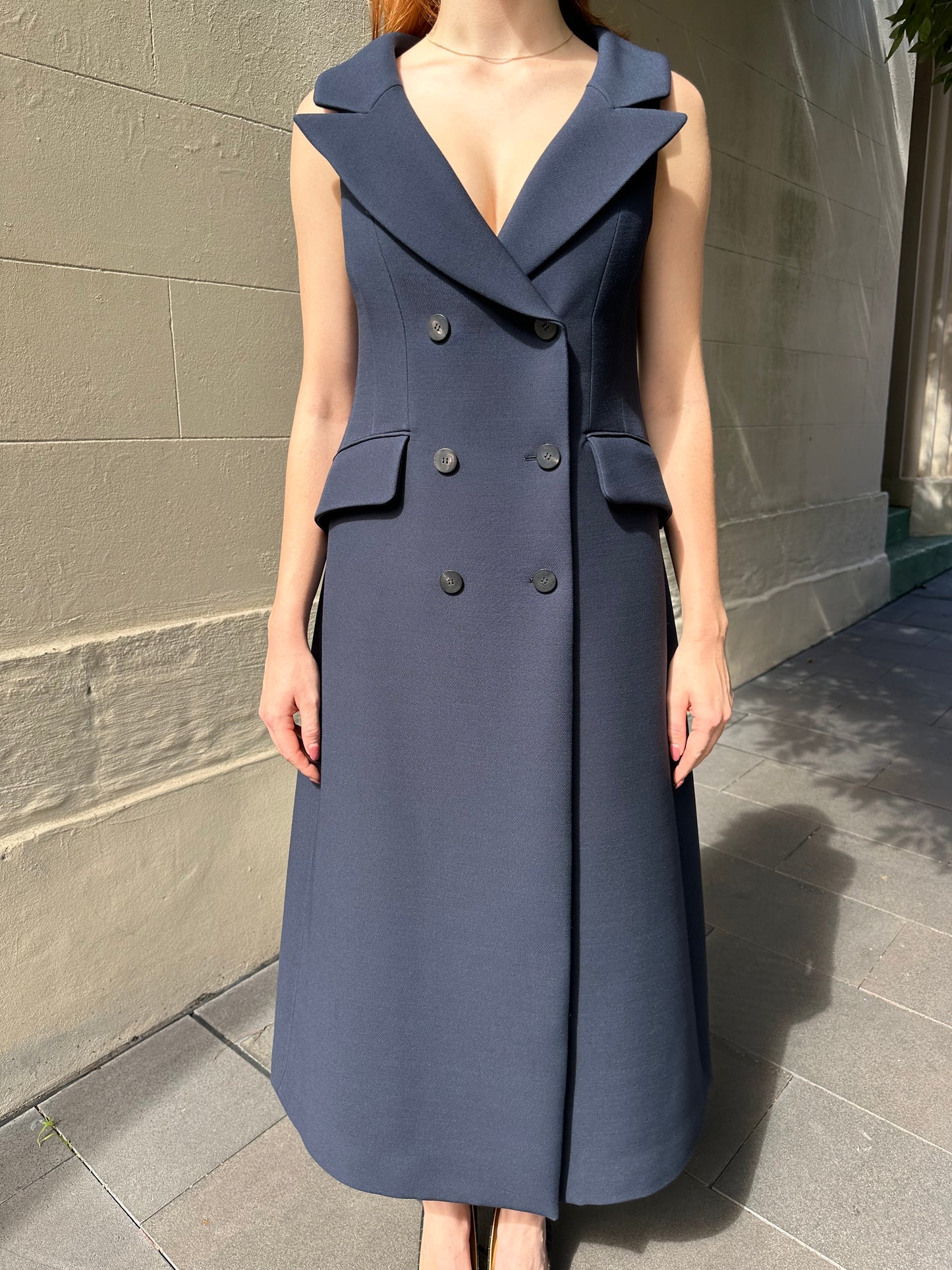 Christian Dior Navy Sleeveless Coat Size 42