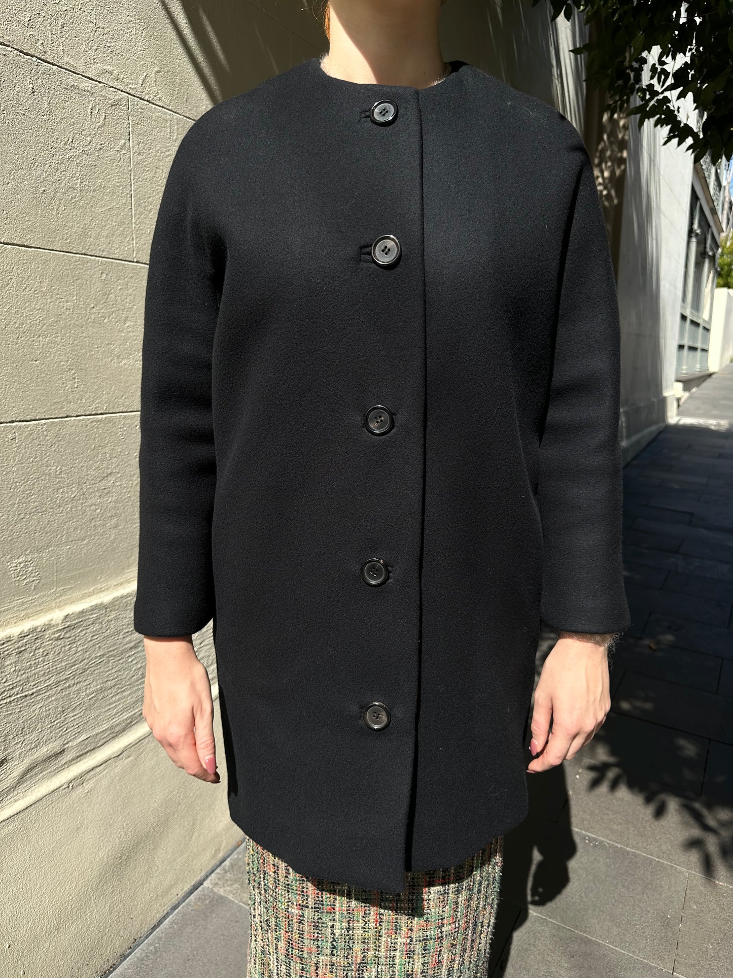 Scanlan Theodore Dark Navy Collarless Coat Size 8