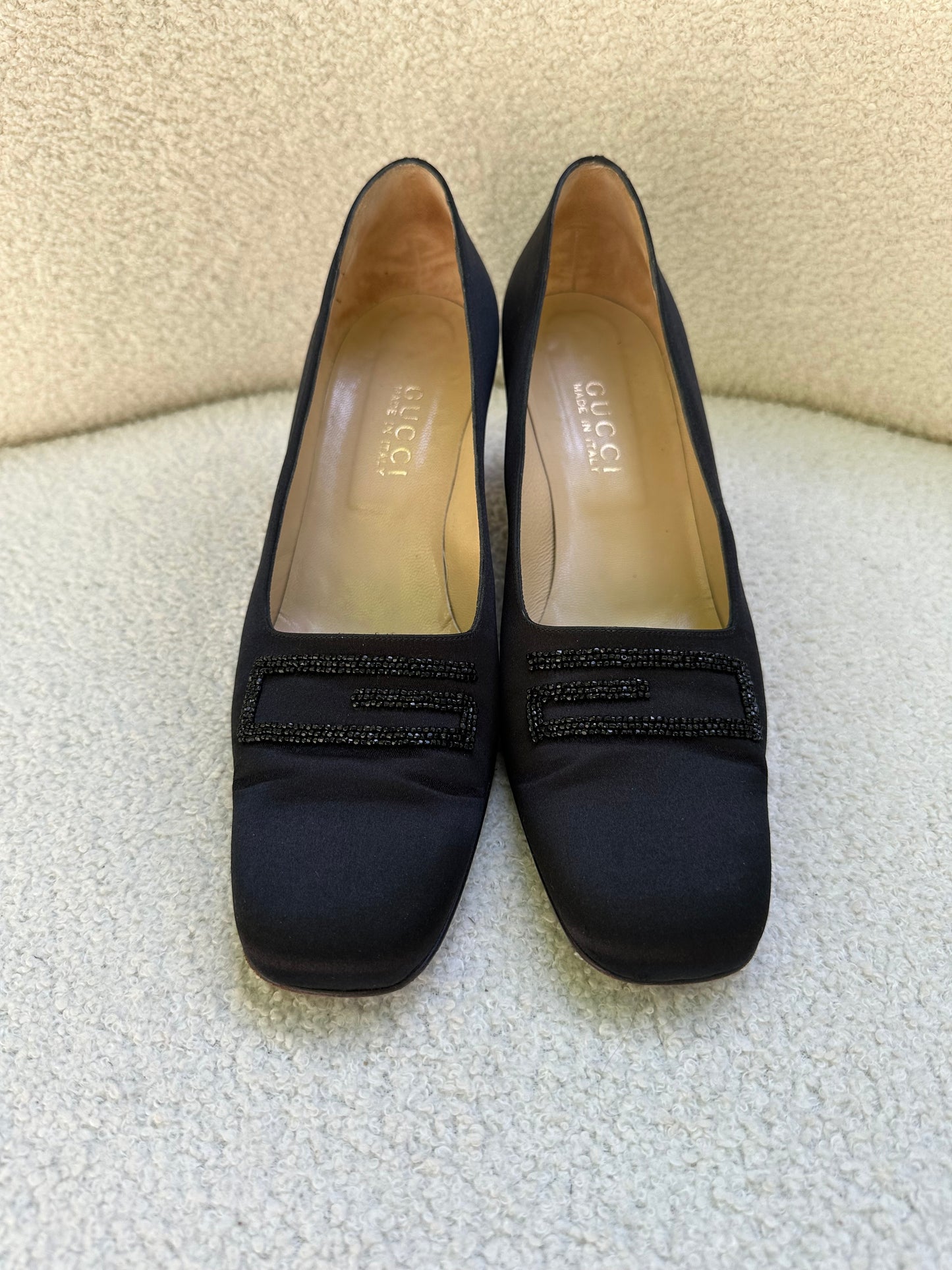 Gucci Black Satin Pumps Size 38.5