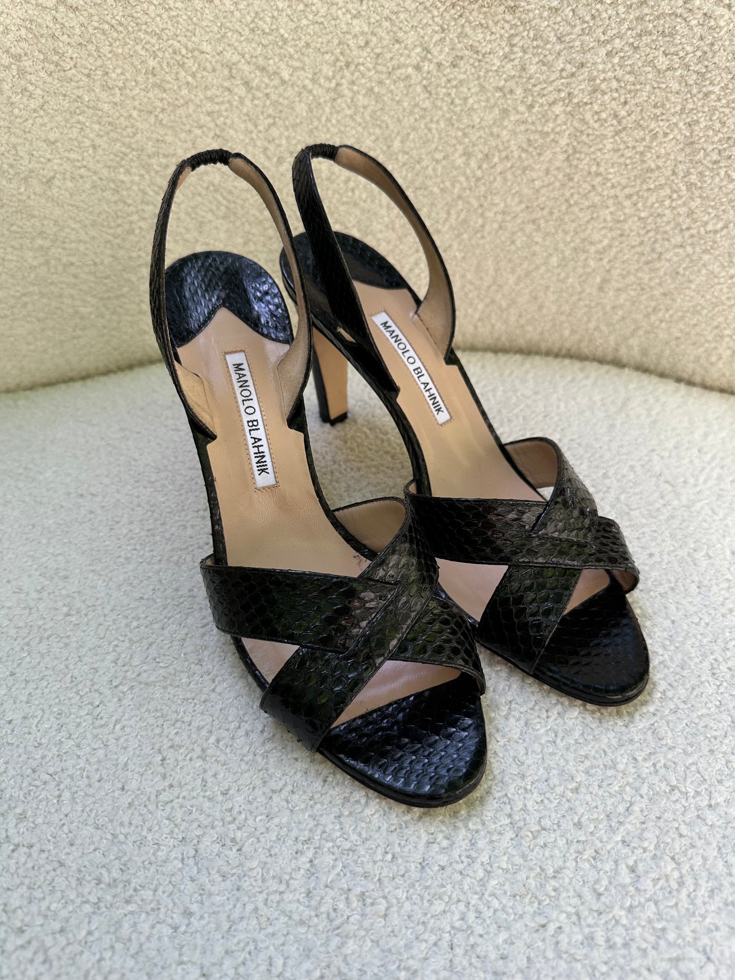 Manolo Blahnik Black Croc Heels Size 41