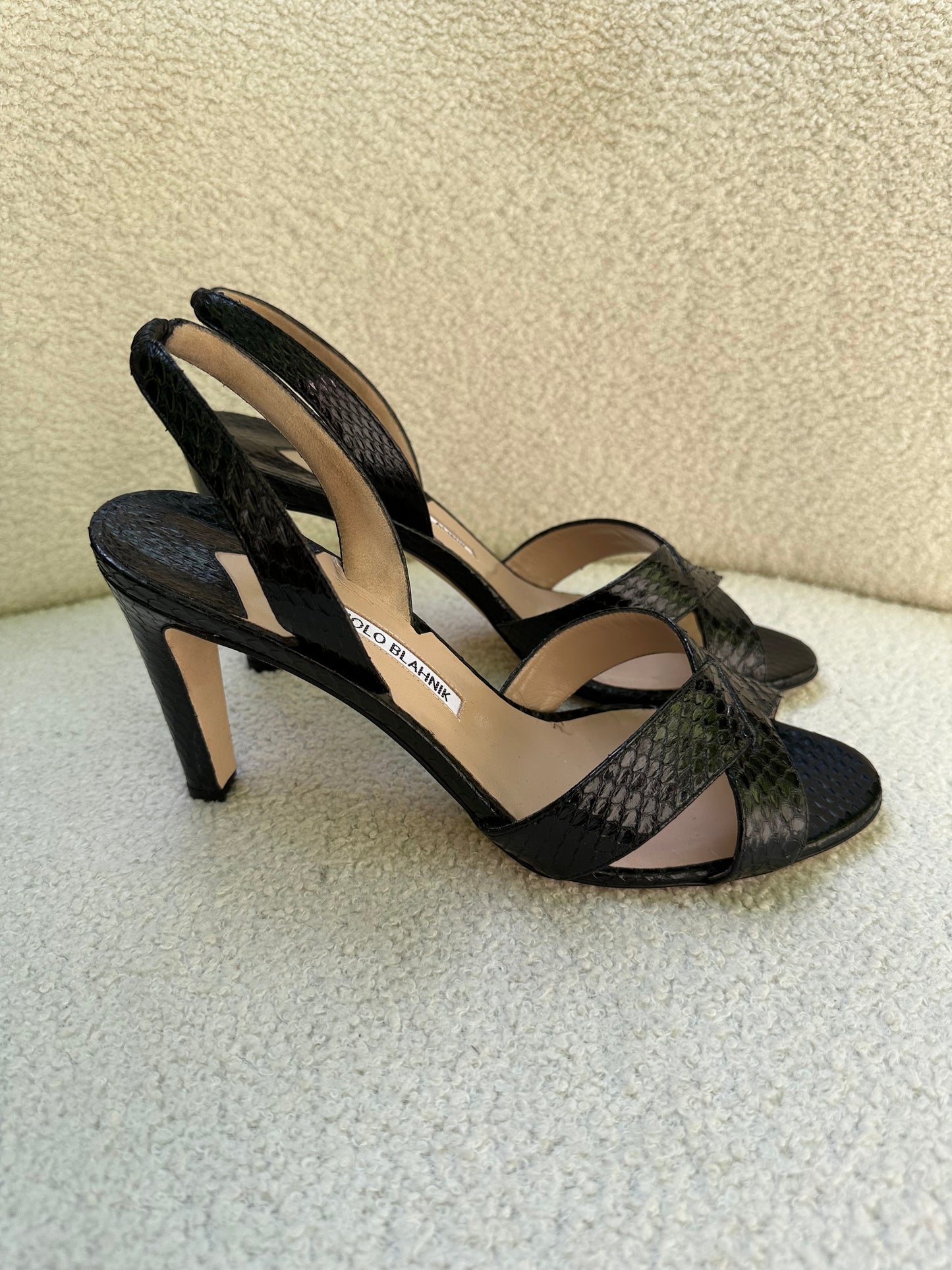 Manolo Blahnik Black Croc Heels Size 41