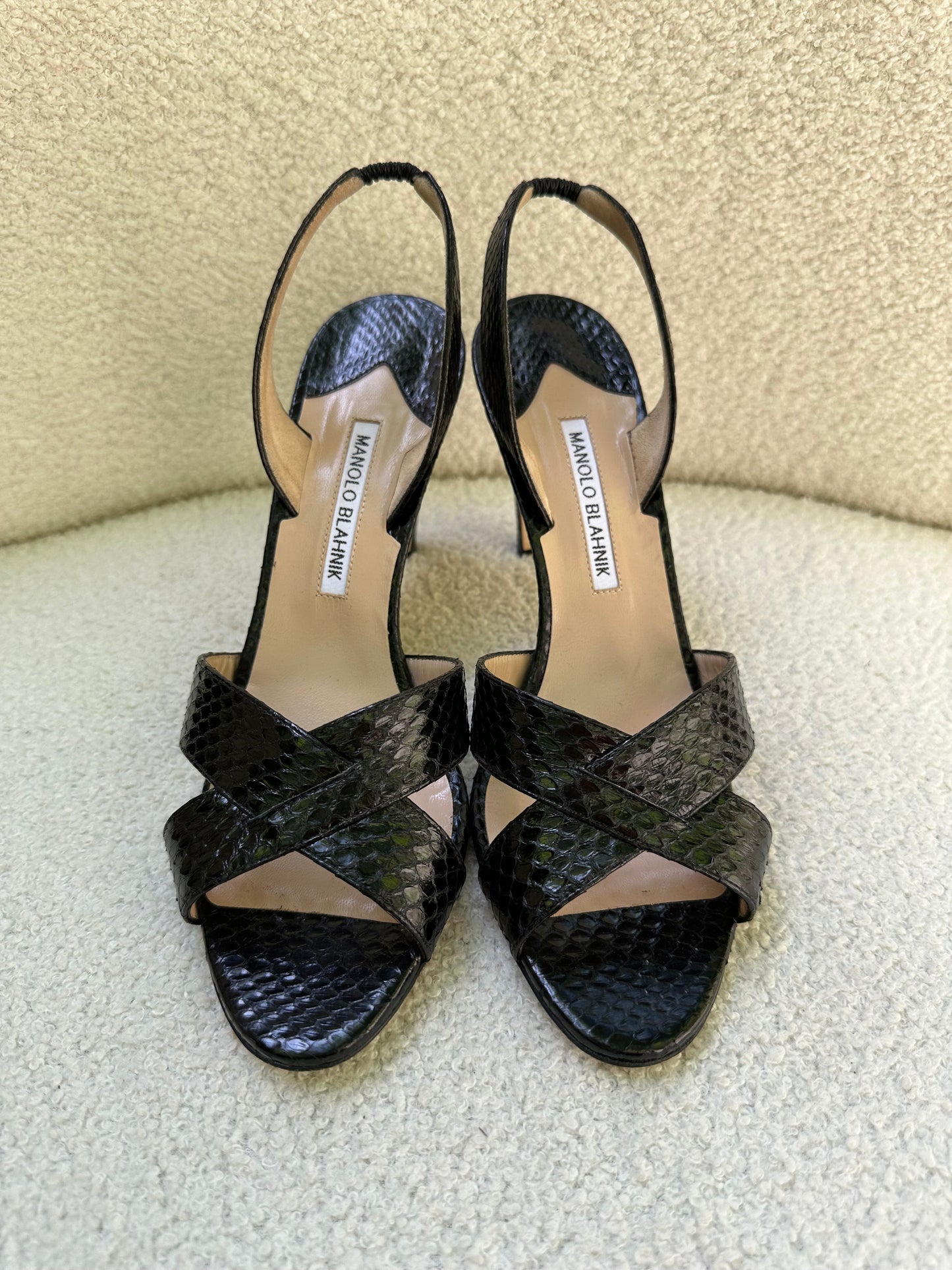 Manolo Blahnik Black Croc Heels Size 41