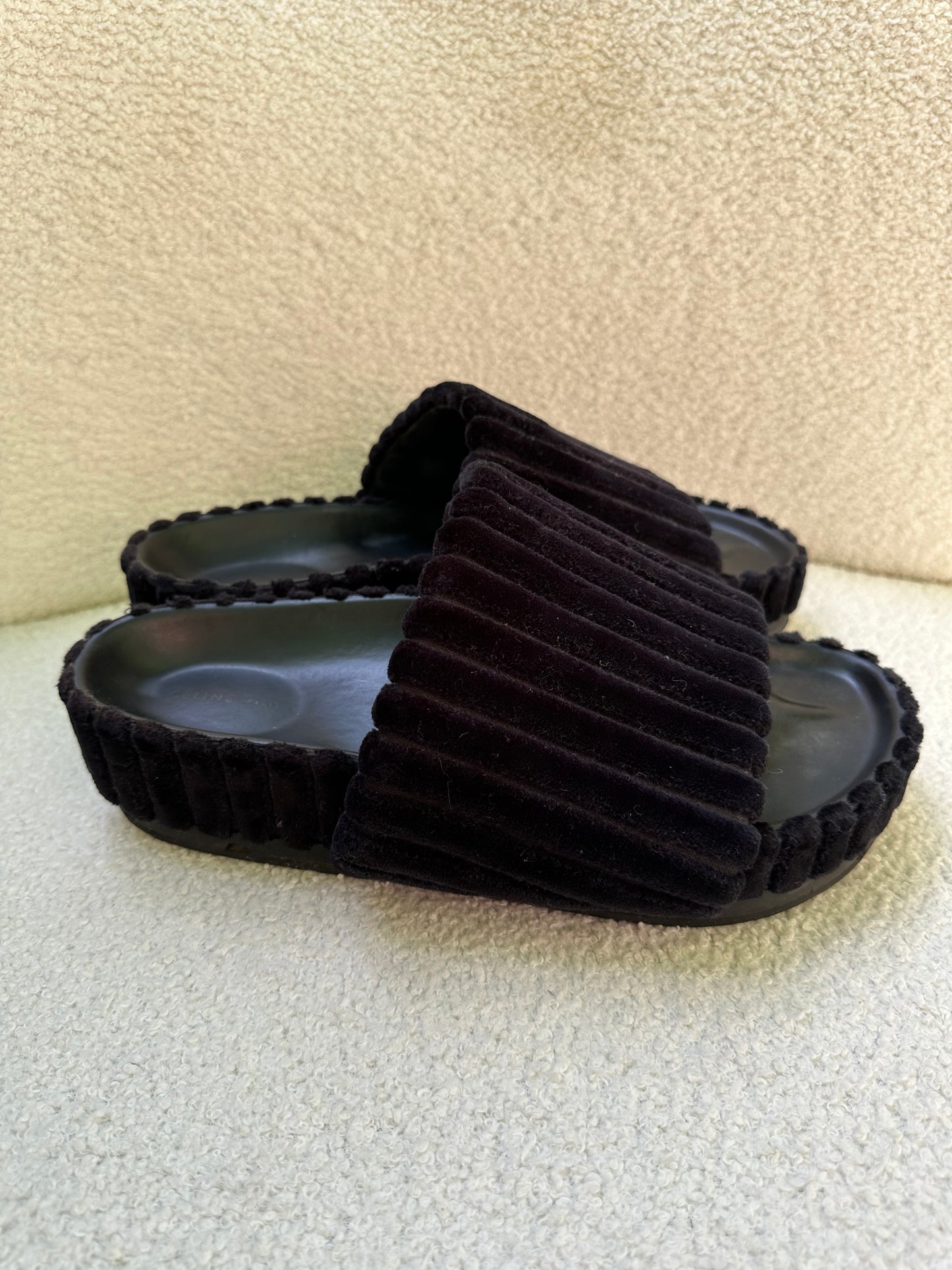 Celine Black Velvet Slides Size 40