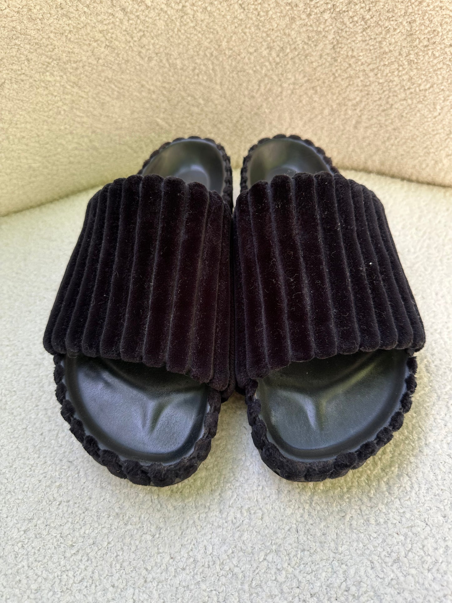 Celine Black Velvet Slides Size 40
