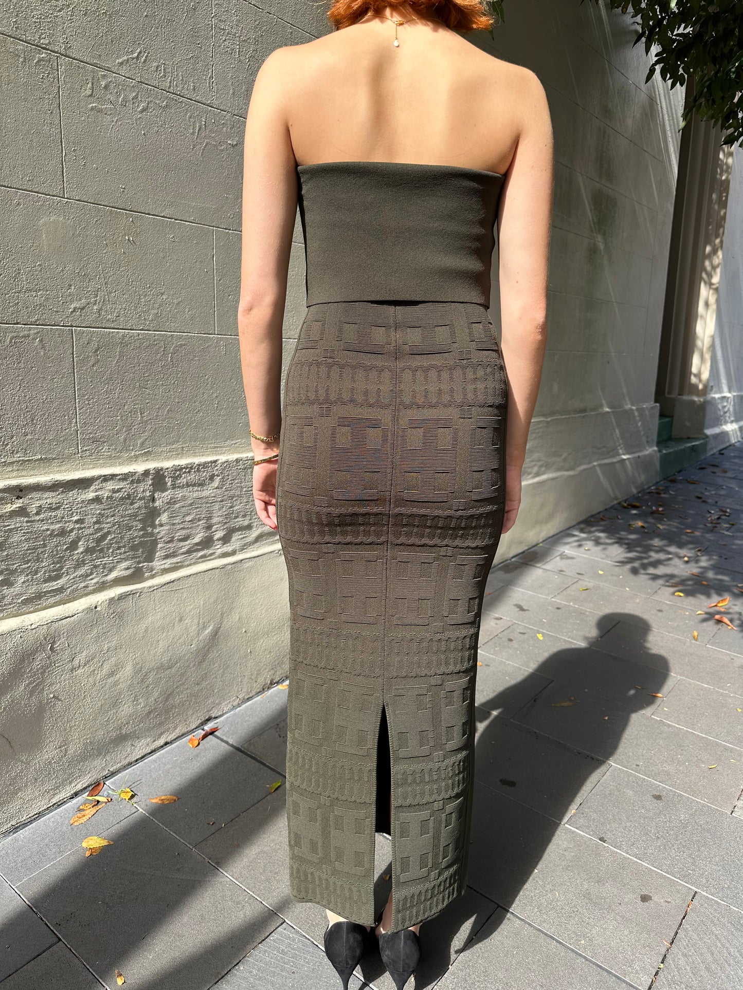 Scanlan Theodore Olive Crepe Dress Size 8