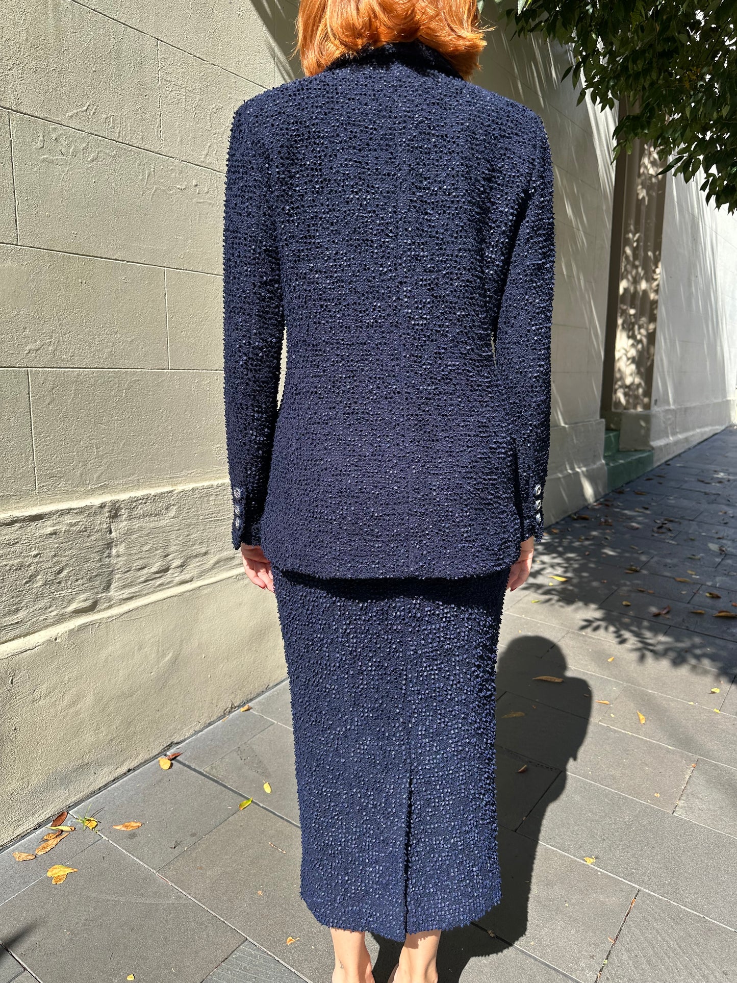 Chanel Navy Boucle Skirt Size 40