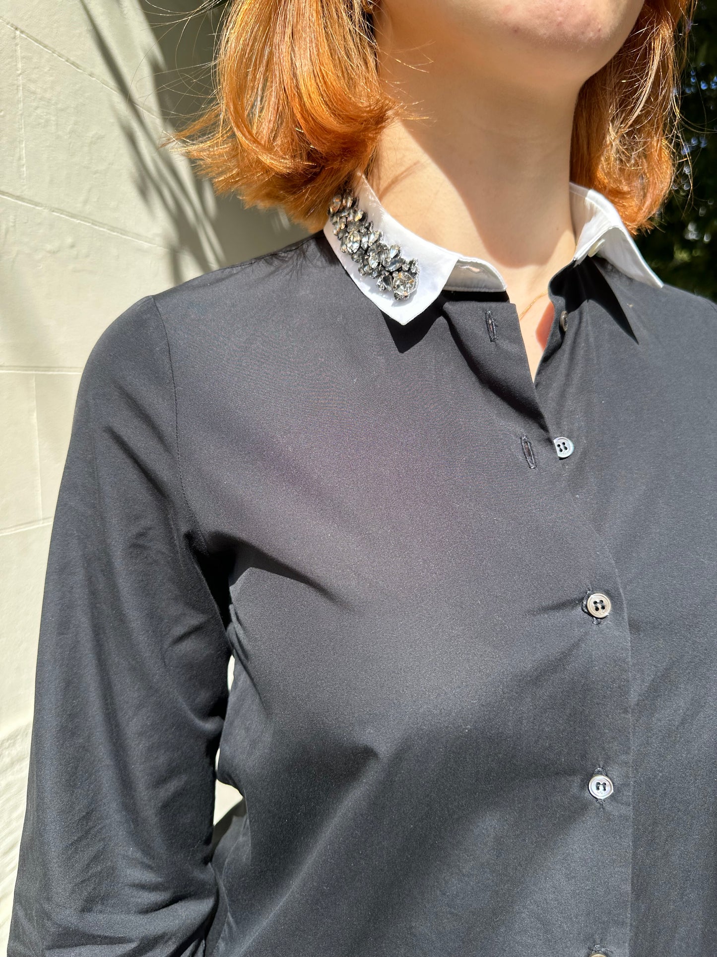 No 21 Black Beaded Collar Shirt Size 40