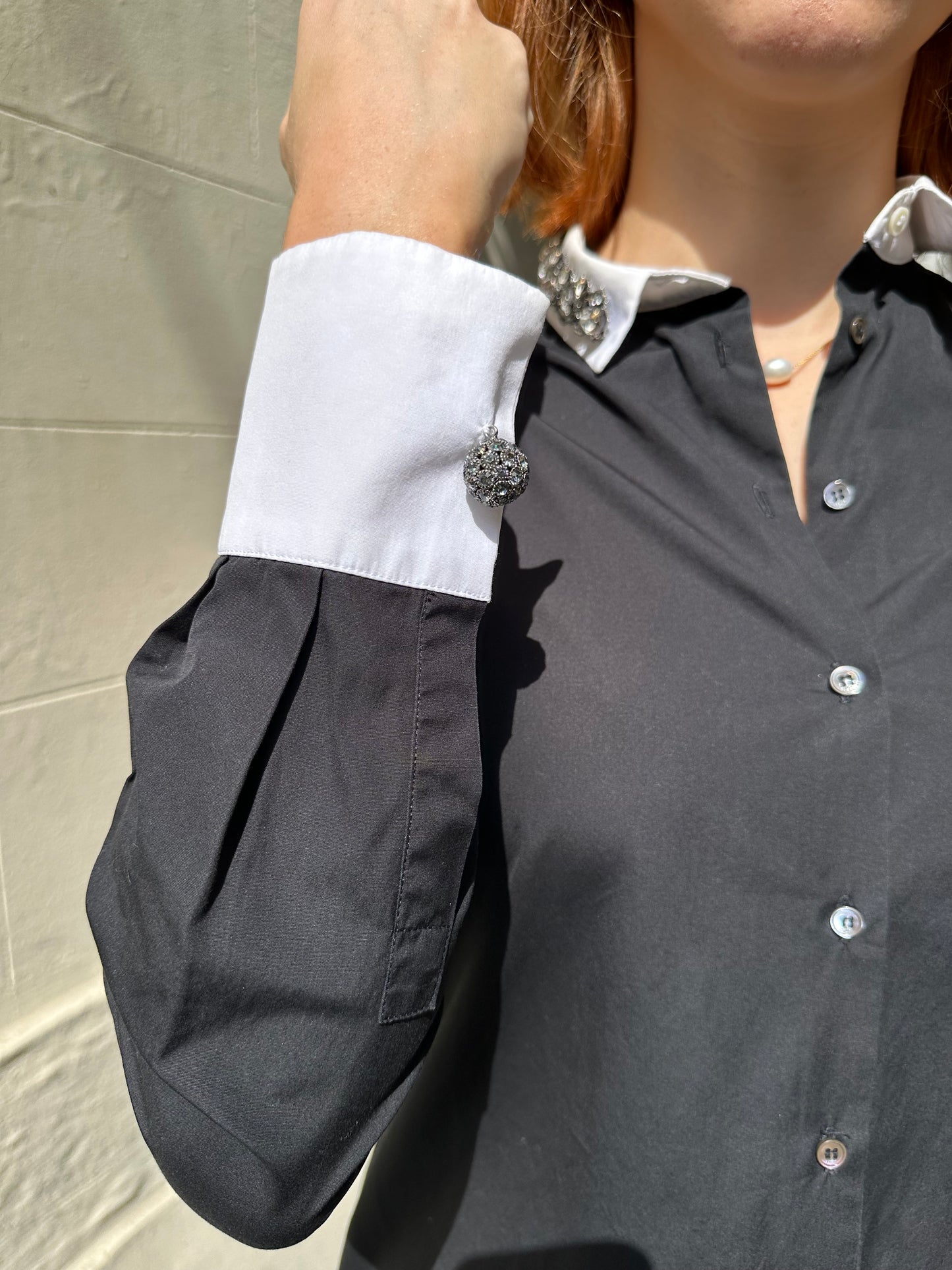 No 21 Black Beaded Collar Shirt Size 40