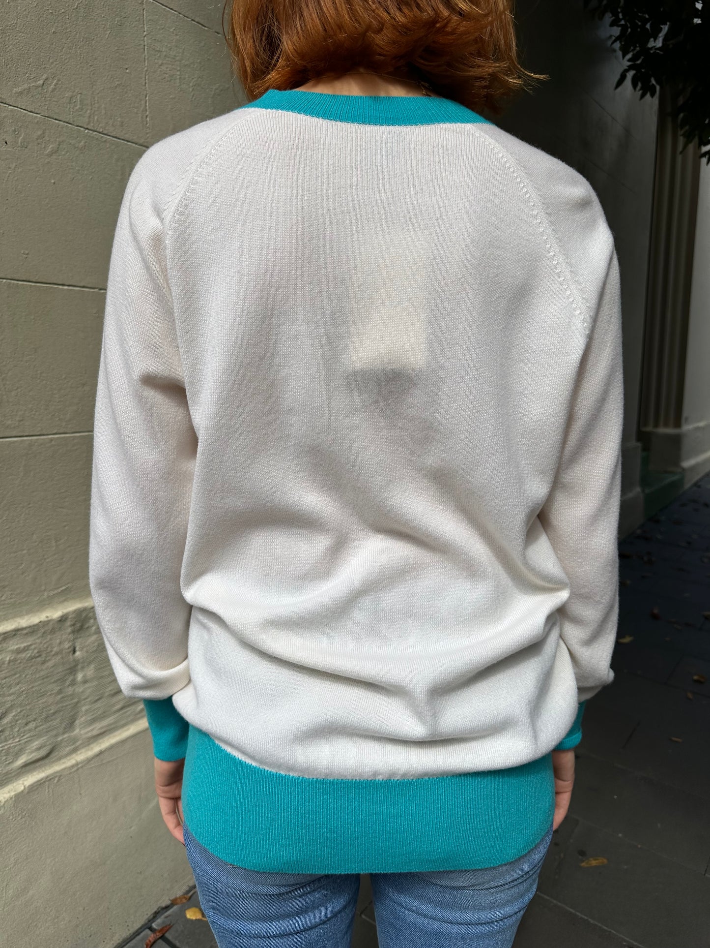 Chanel Logo Blue Trim Knit Size 40