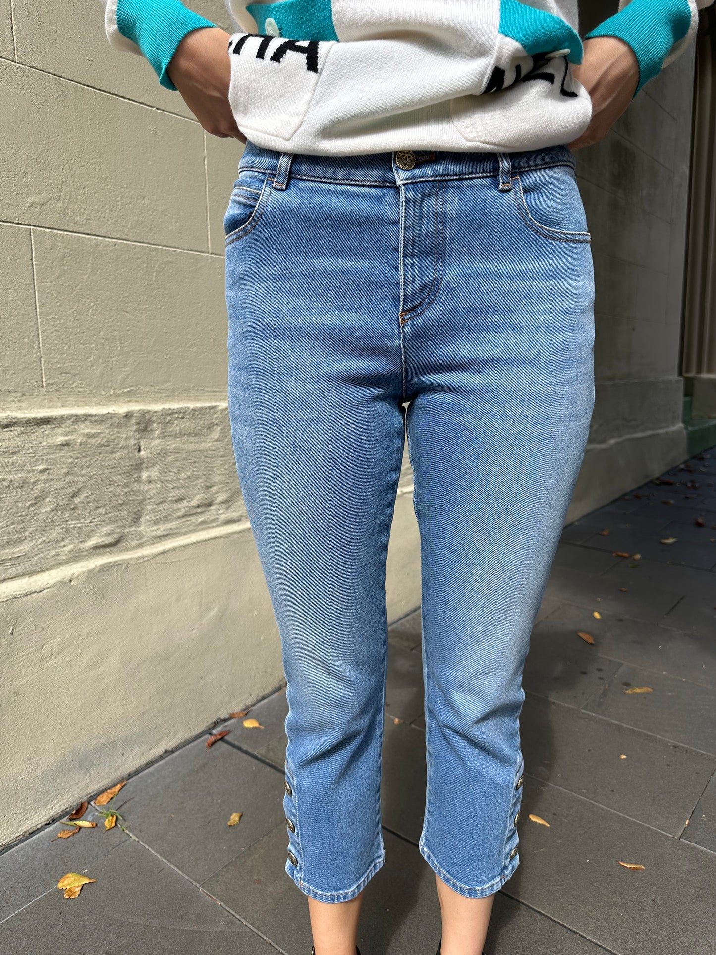 Chanel Blue Crop Jeans Size 40