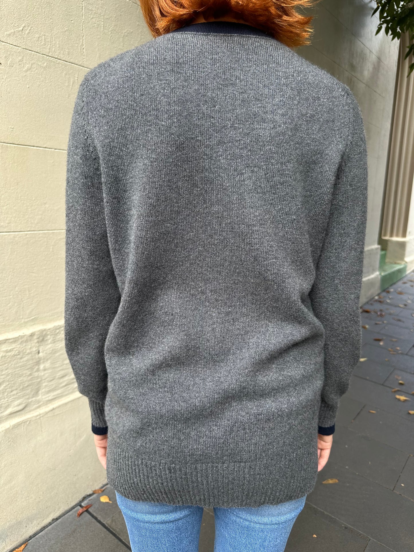 Chanel Grey Navy Cardigan Size 38