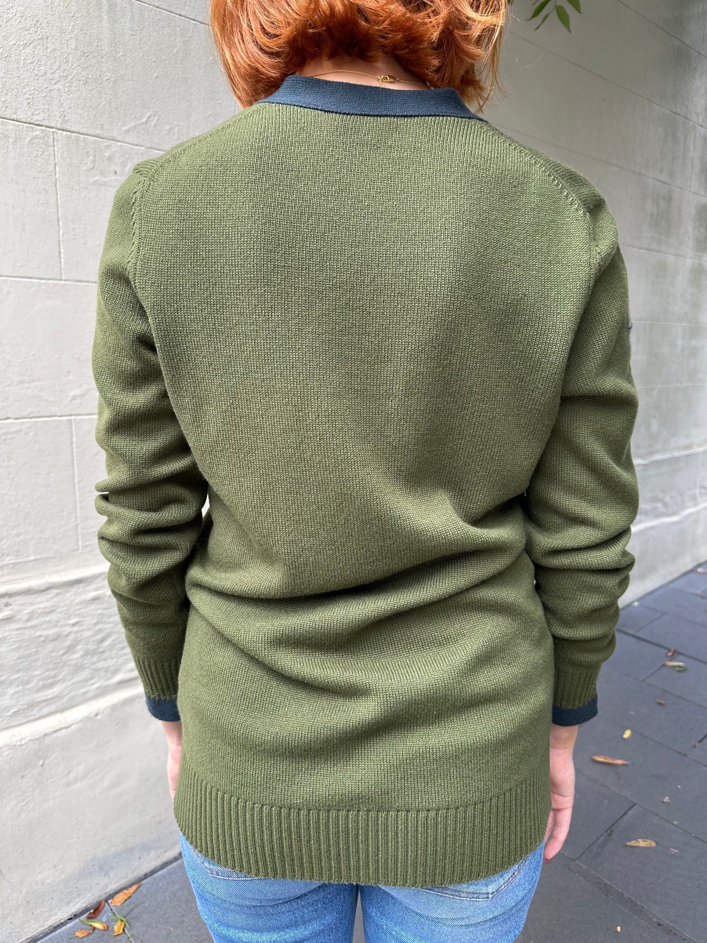 Chanel Green Navy Cardigan Size 40