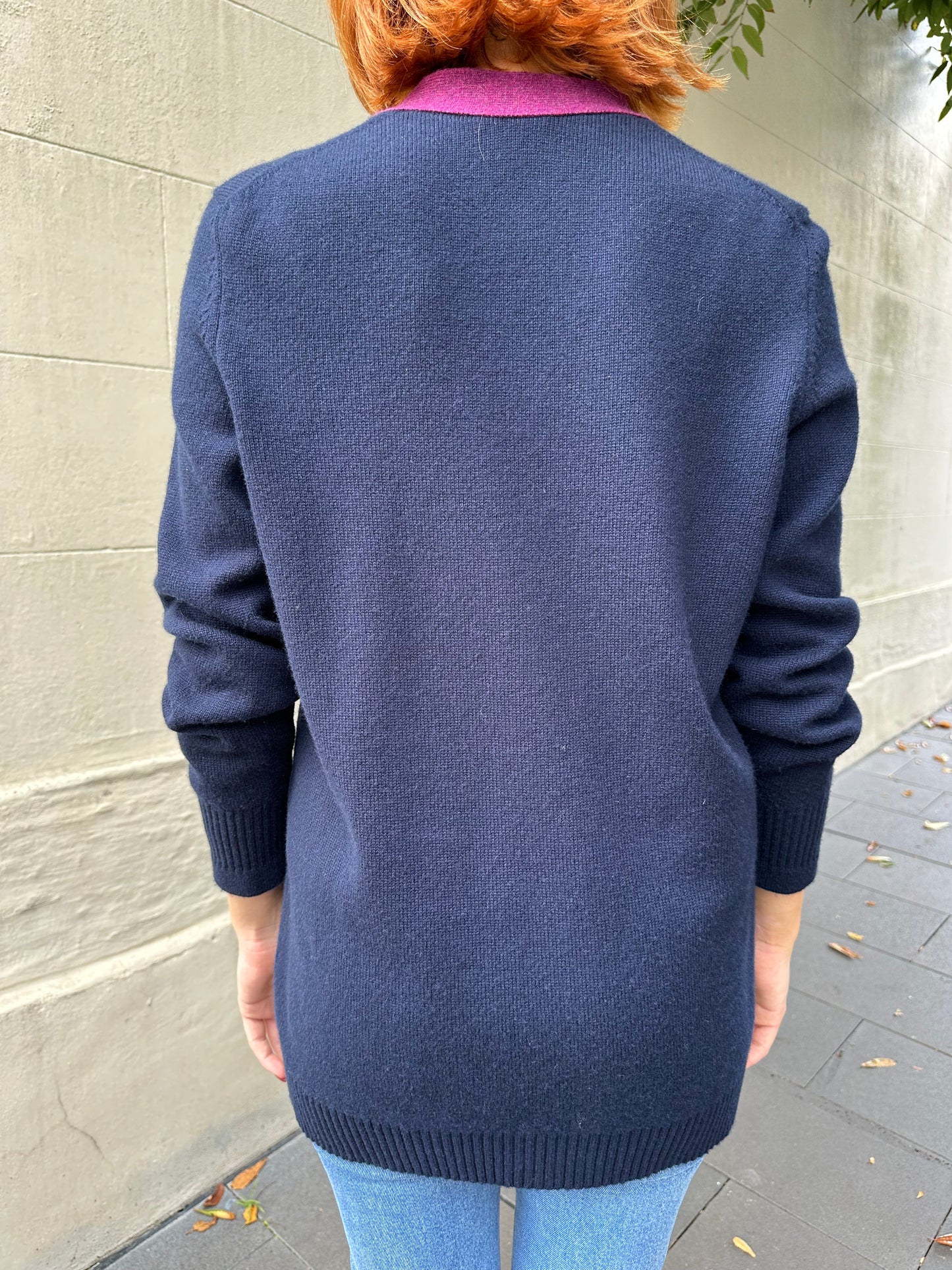 Chanel Navy Purple Cardigan Size 40