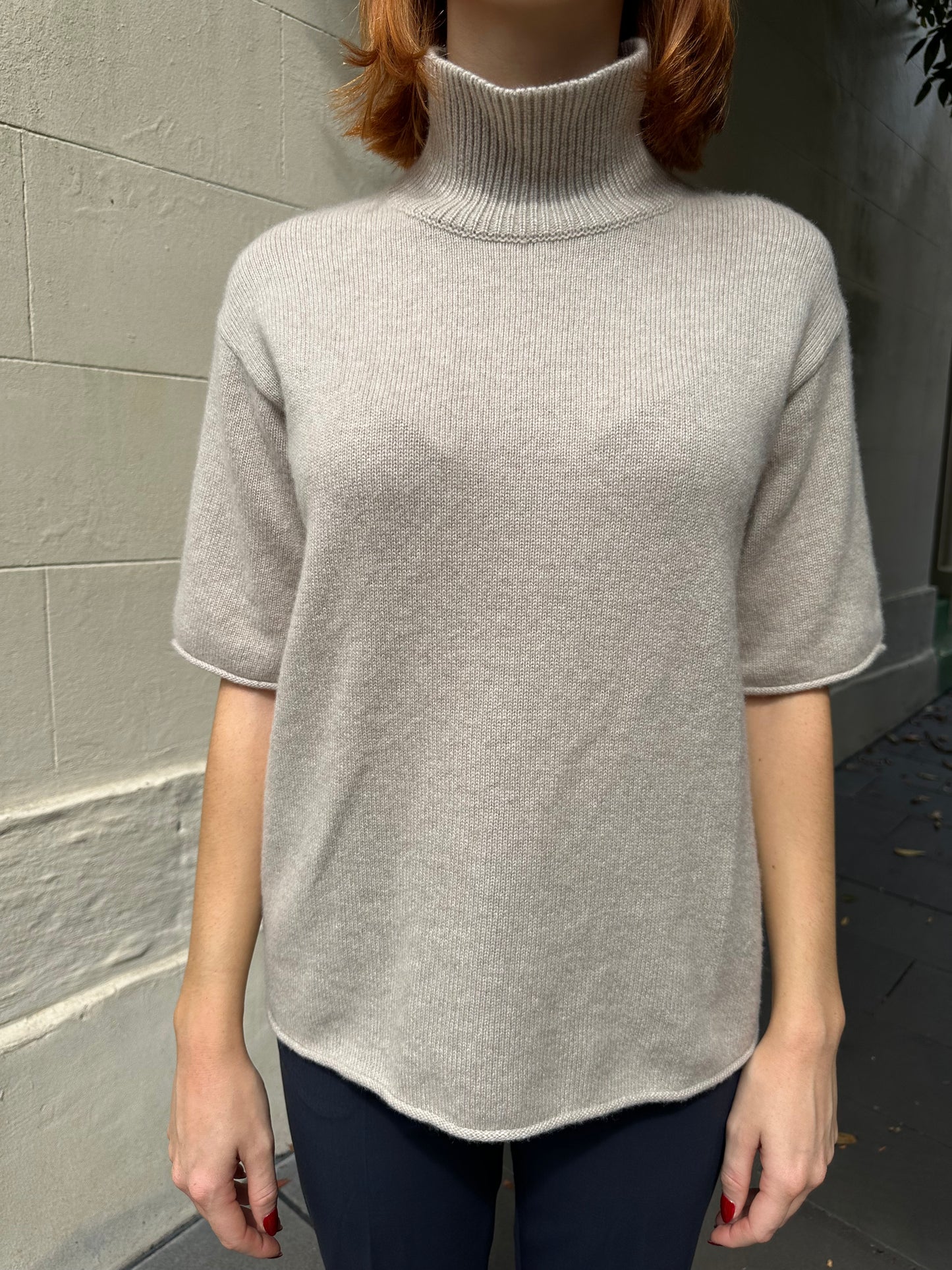 Lisa Yang Beige Cashmere Turtleneck Knit Size US0