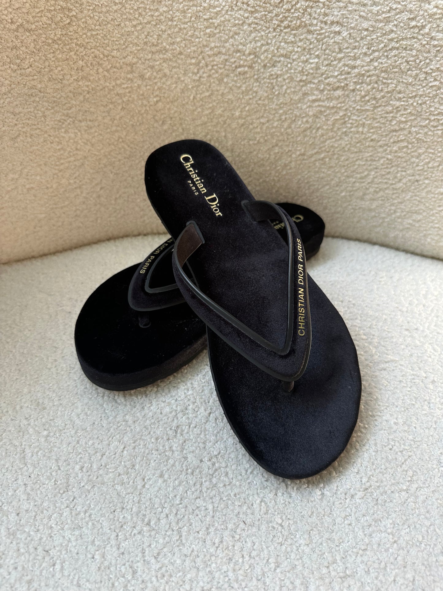 Christian Dior Velvet Flipflops Size 40