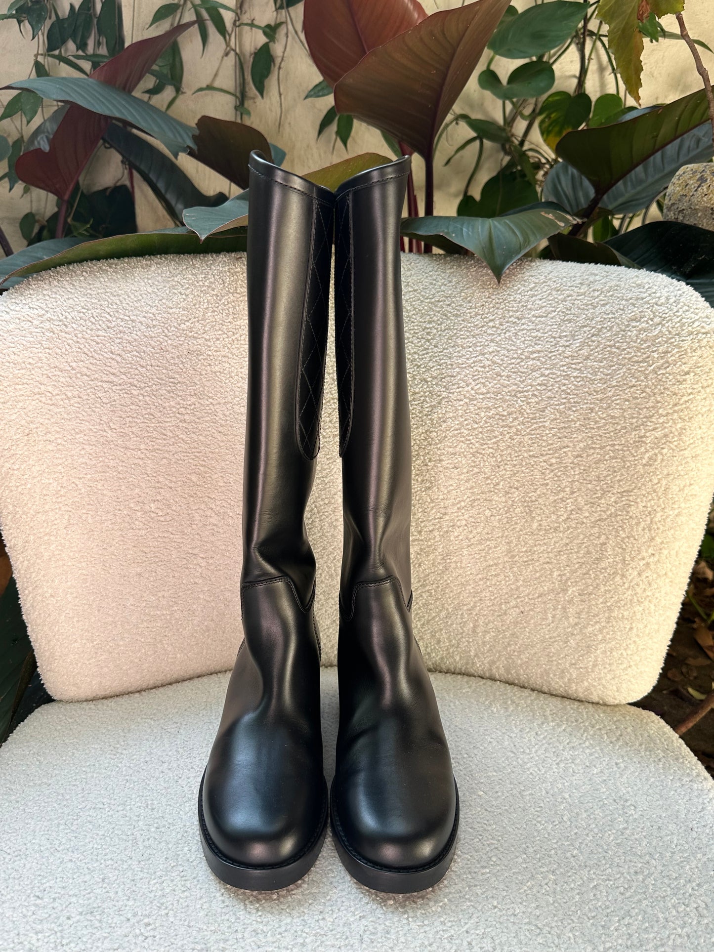 Chanel Black Leather Boots Size 40.5