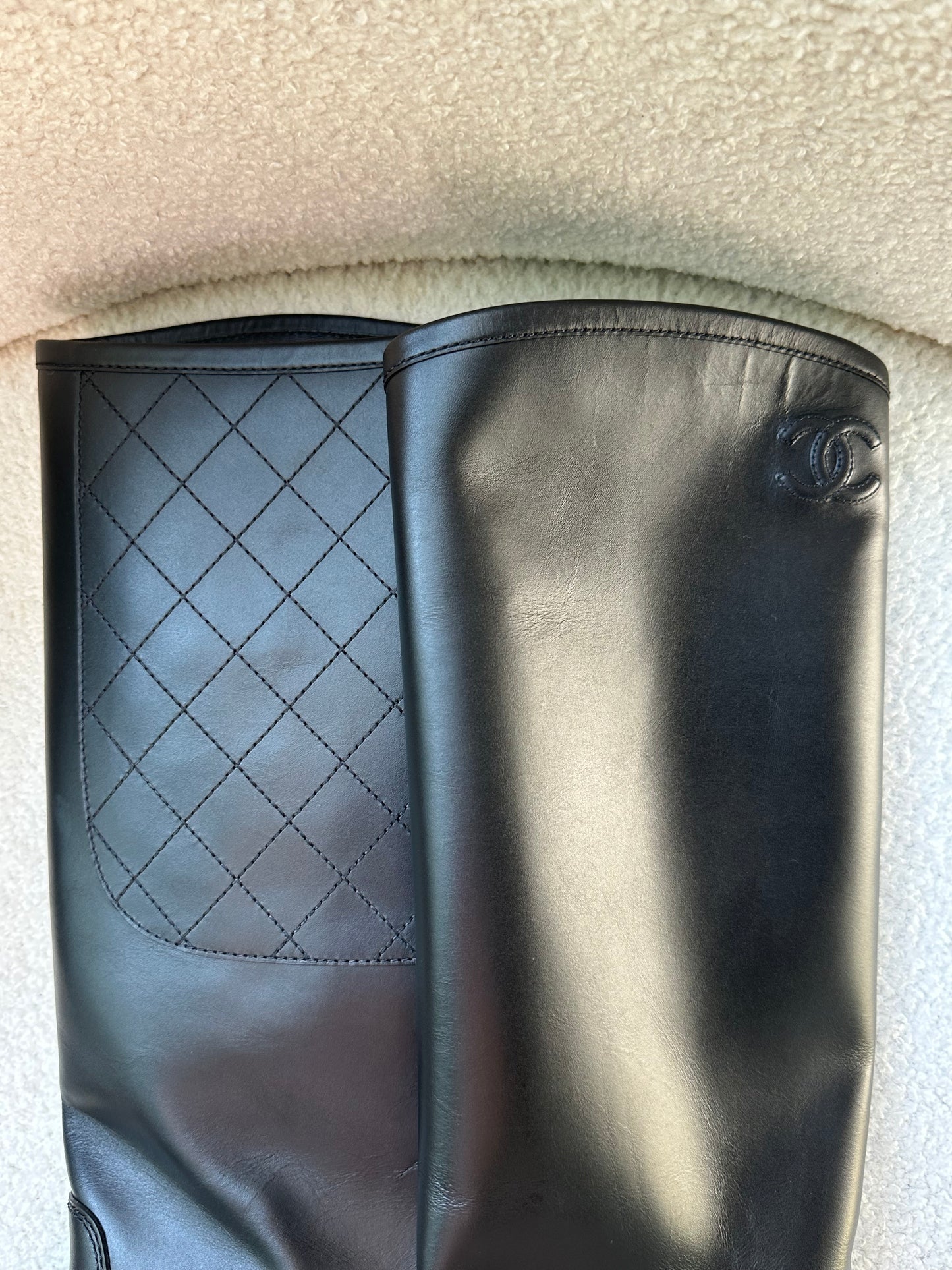 Chanel Black Leather Boots Size 40.5