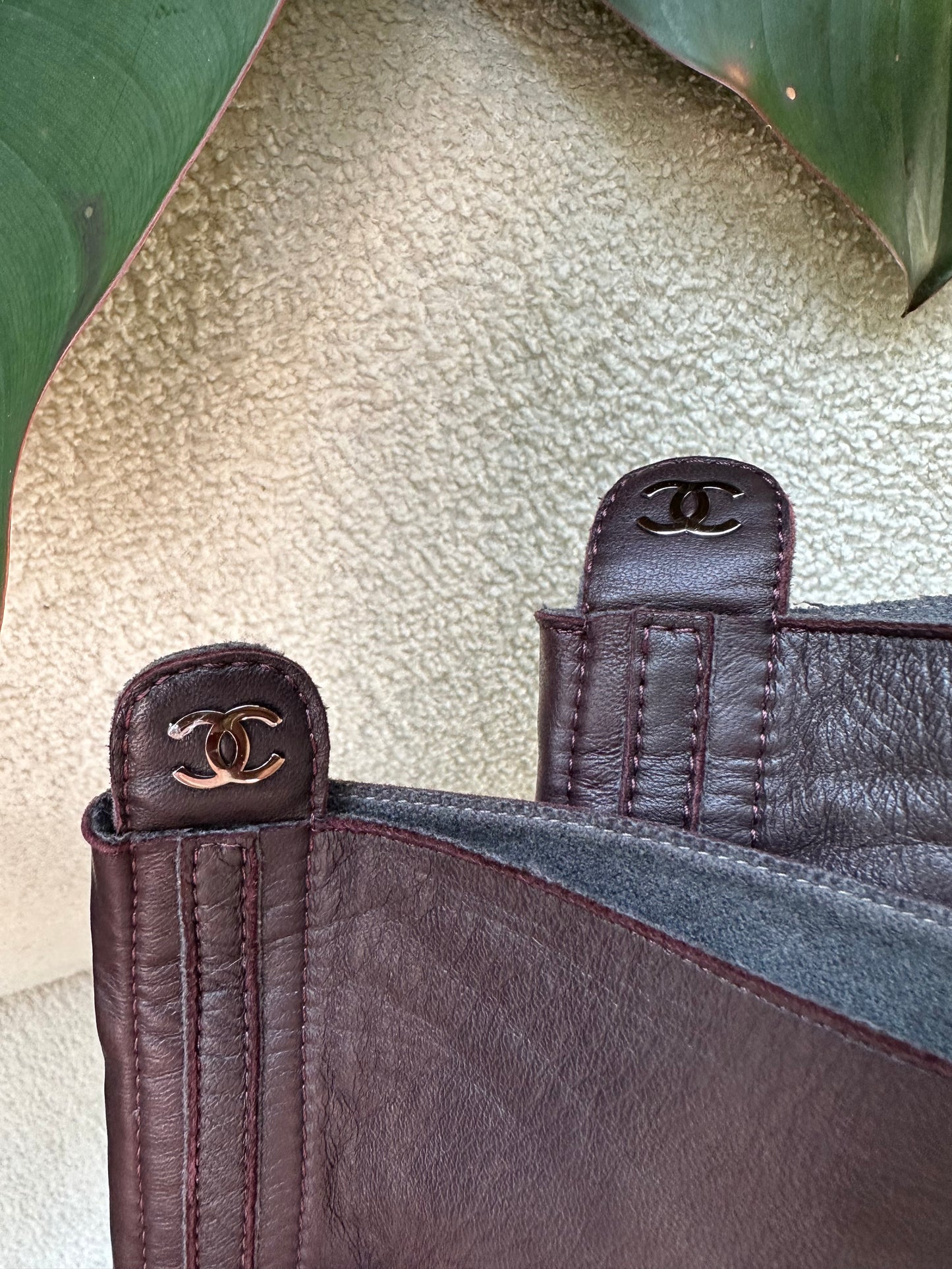 Chanel Burgundy Leather Boots Size 39.5