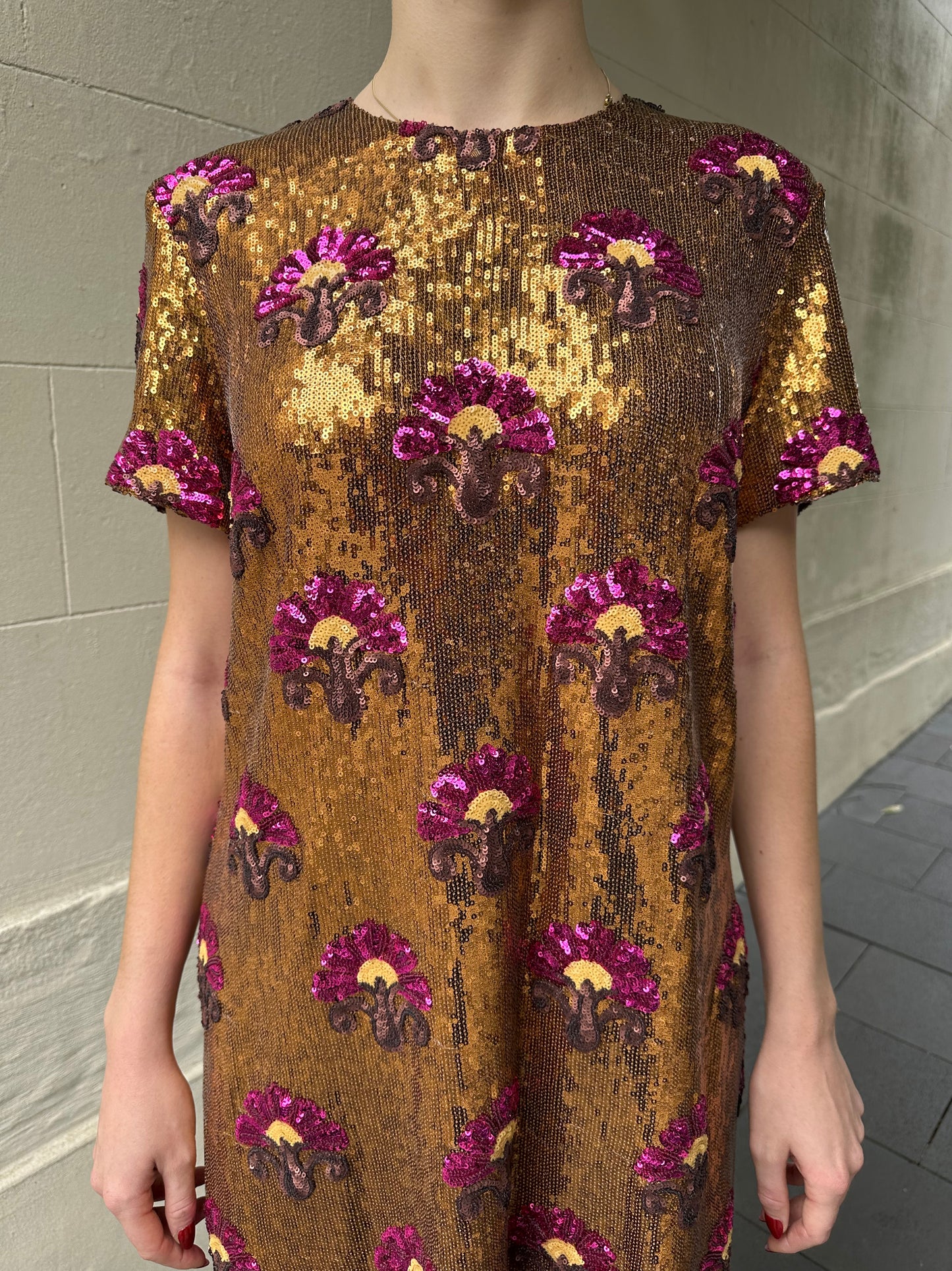 La Double J Gold Sequinned Dress Size L