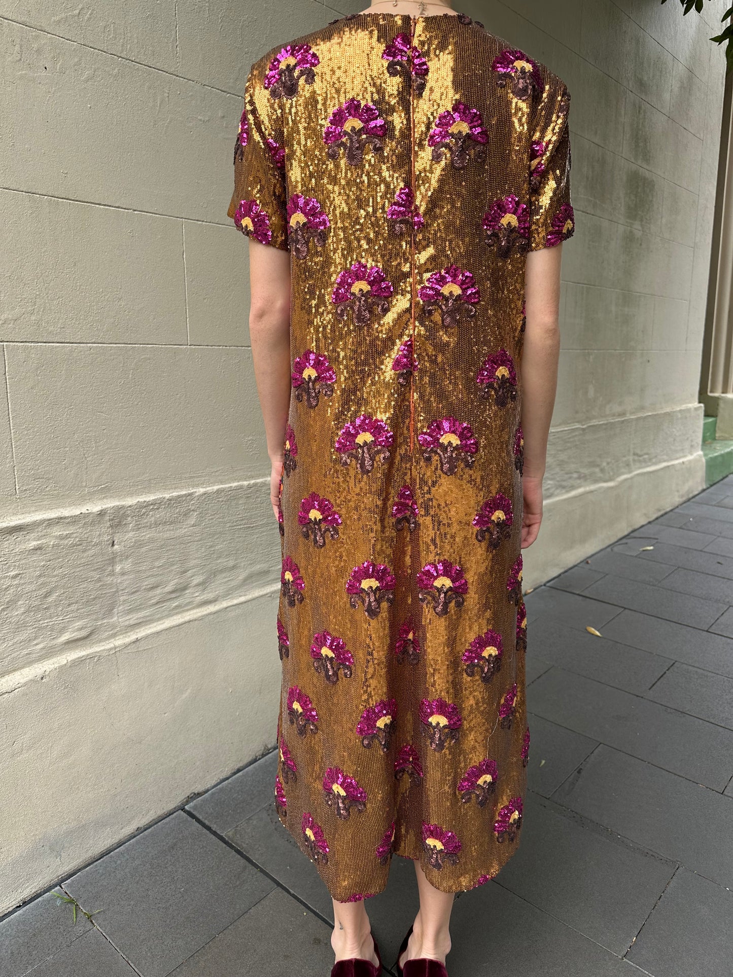 La Double J Gold Sequinned Dress Size L
