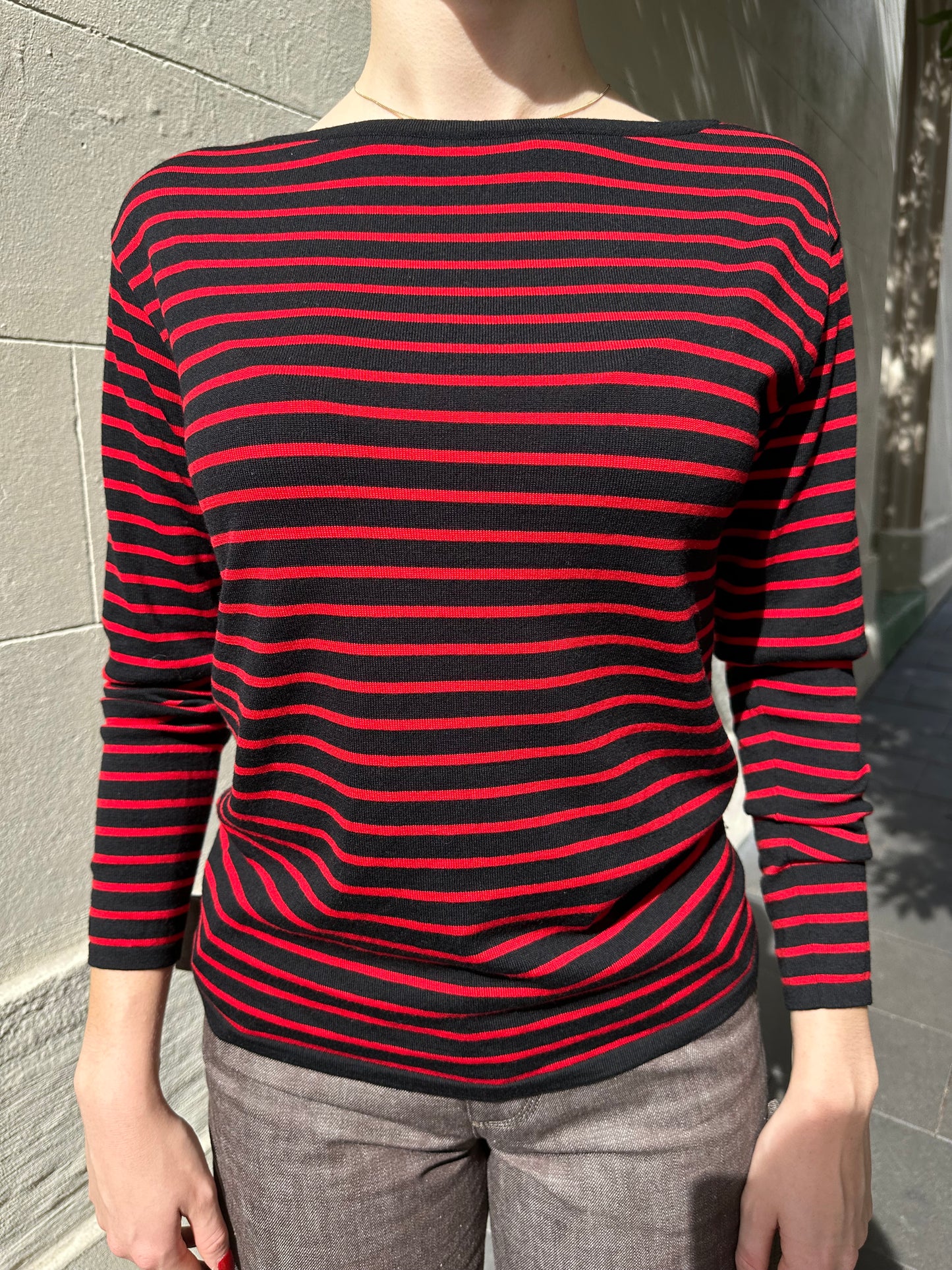 Saint Laurent Red Black Stripe Knit Size XS