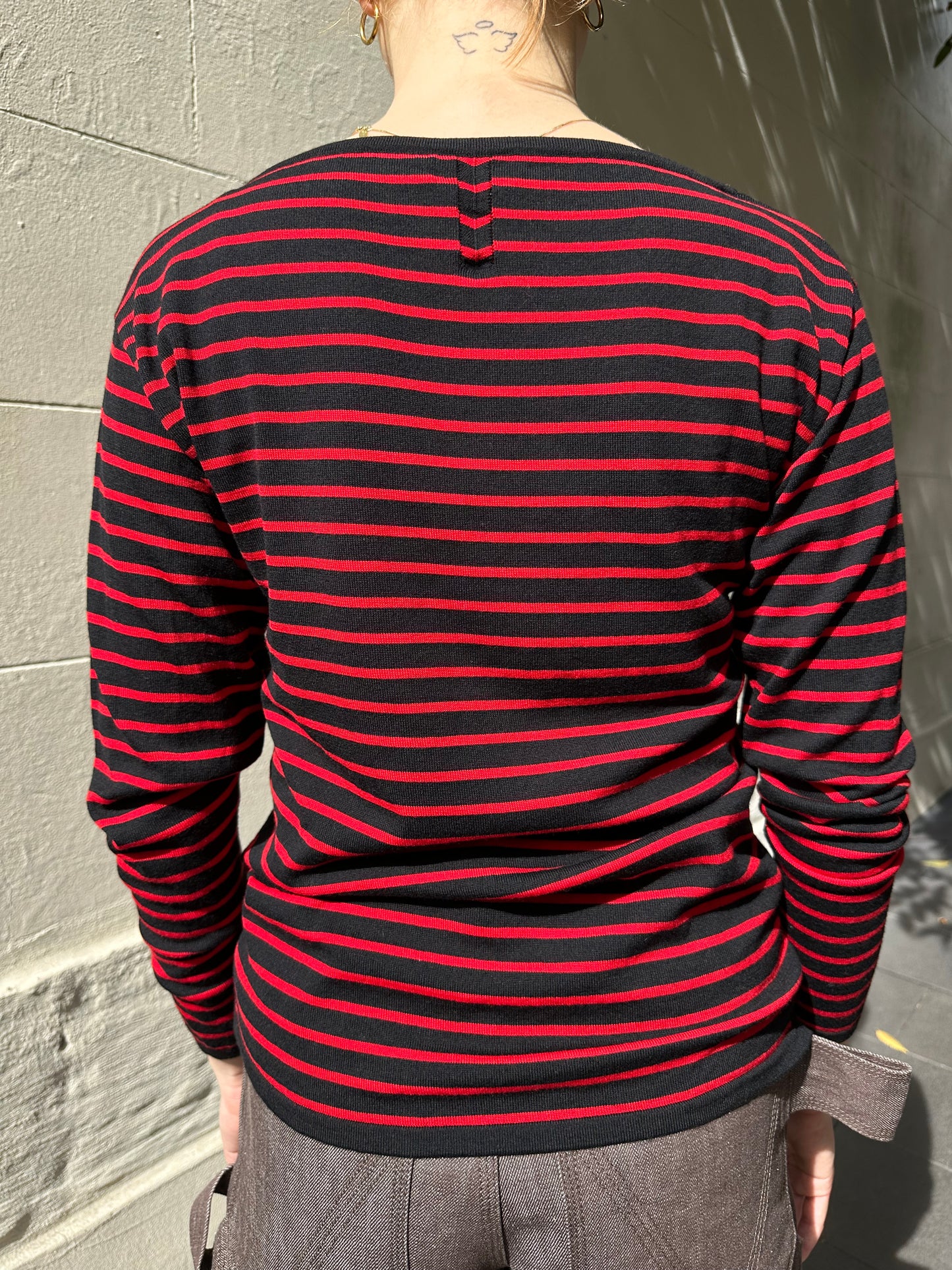 Saint Laurent Red Black Stripe Knit Size XS