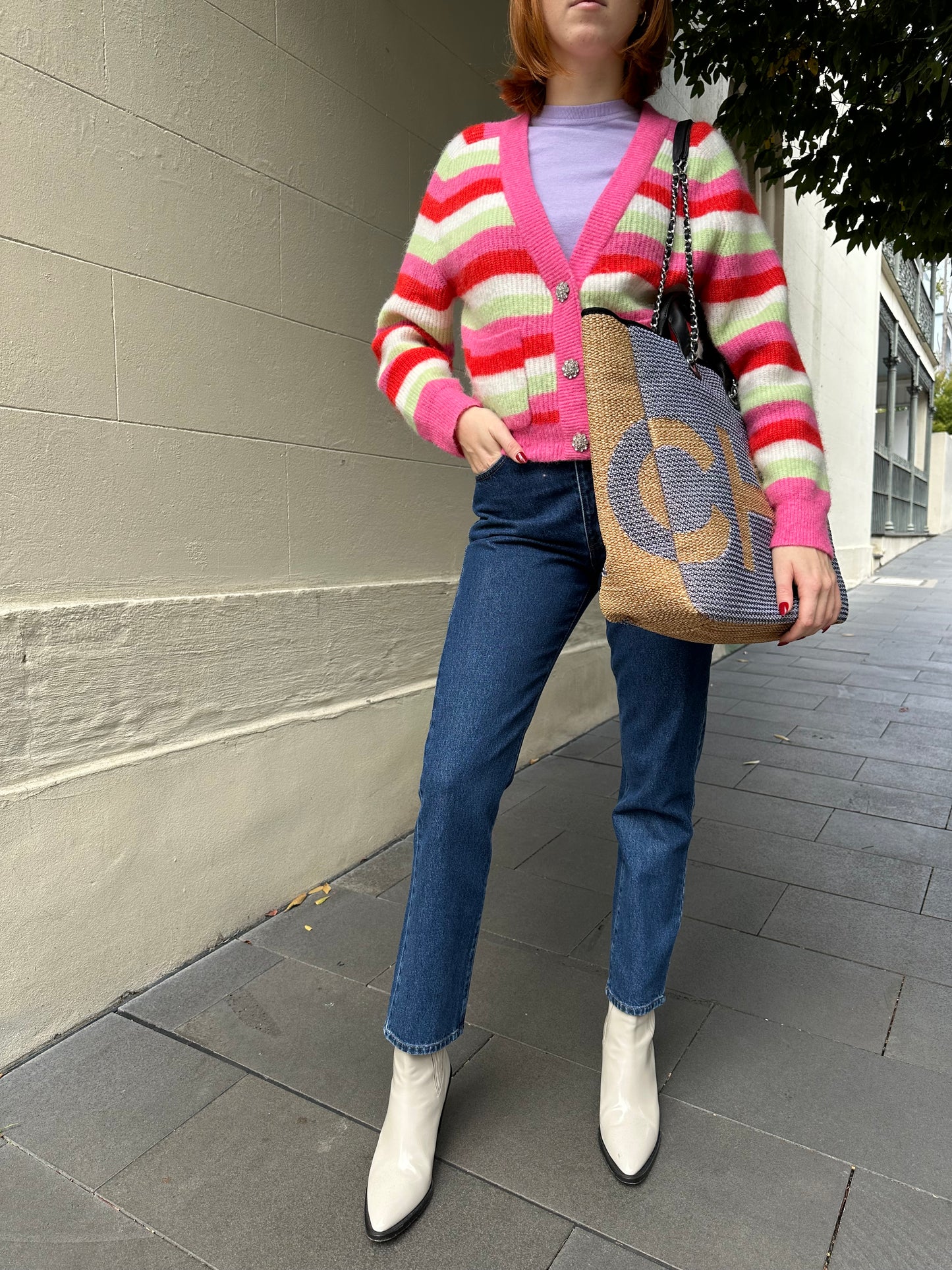 Ganni Candy Stripe Cardigan Size M