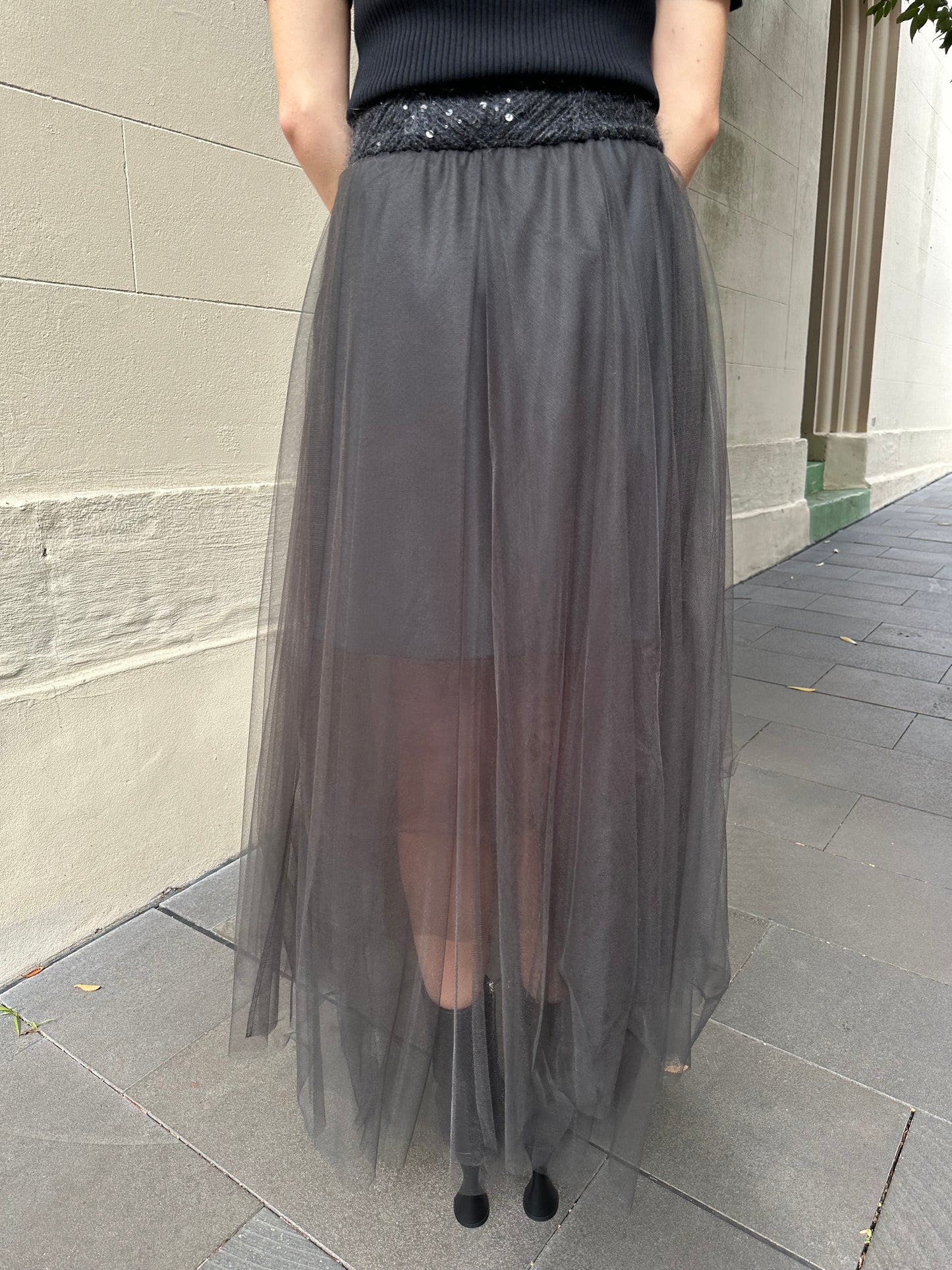 Brunello Cucinelli Grey Net Skirt Size 40
