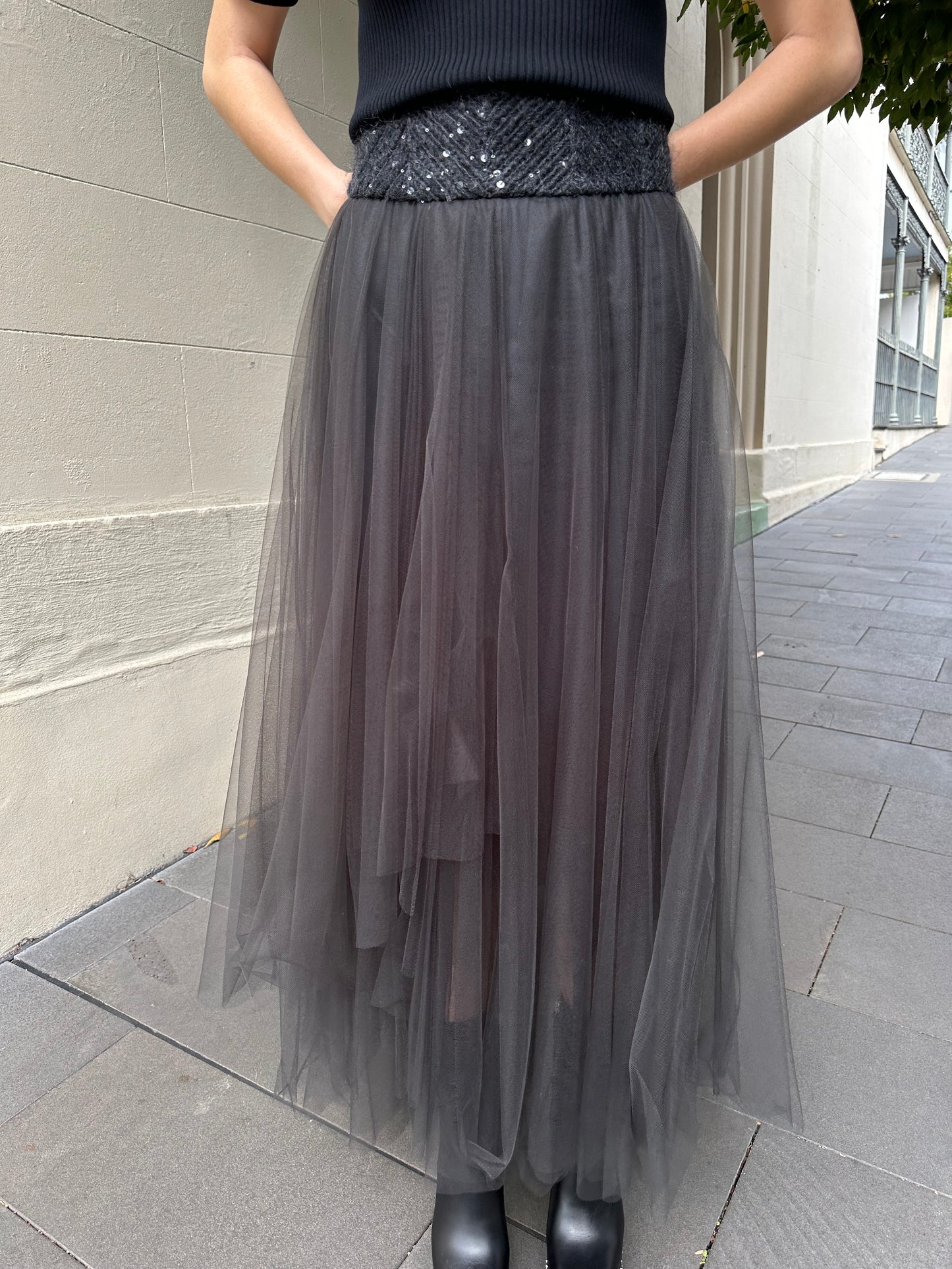 Brunello Cucinelli Grey Net Skirt Size 40