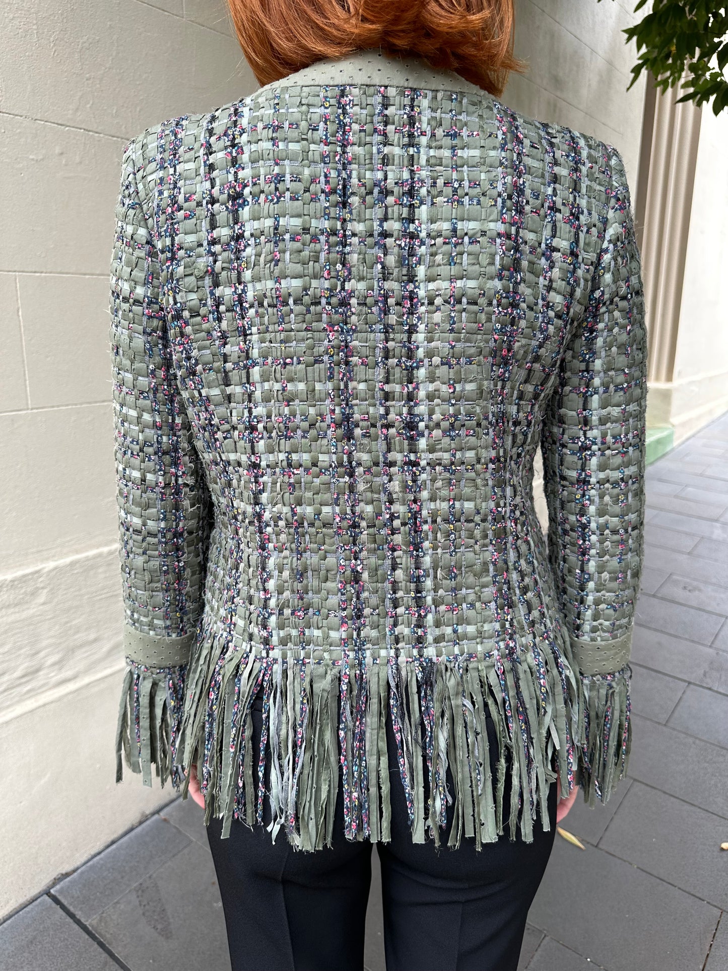 Chanel Green Tweed Jacket Size 40