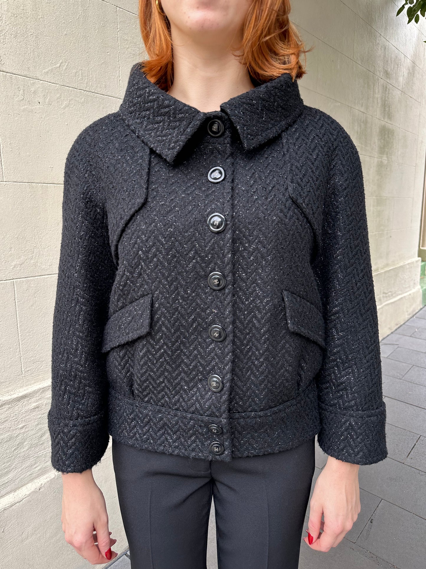 Chanel Black Sparkle Jacket Size 38