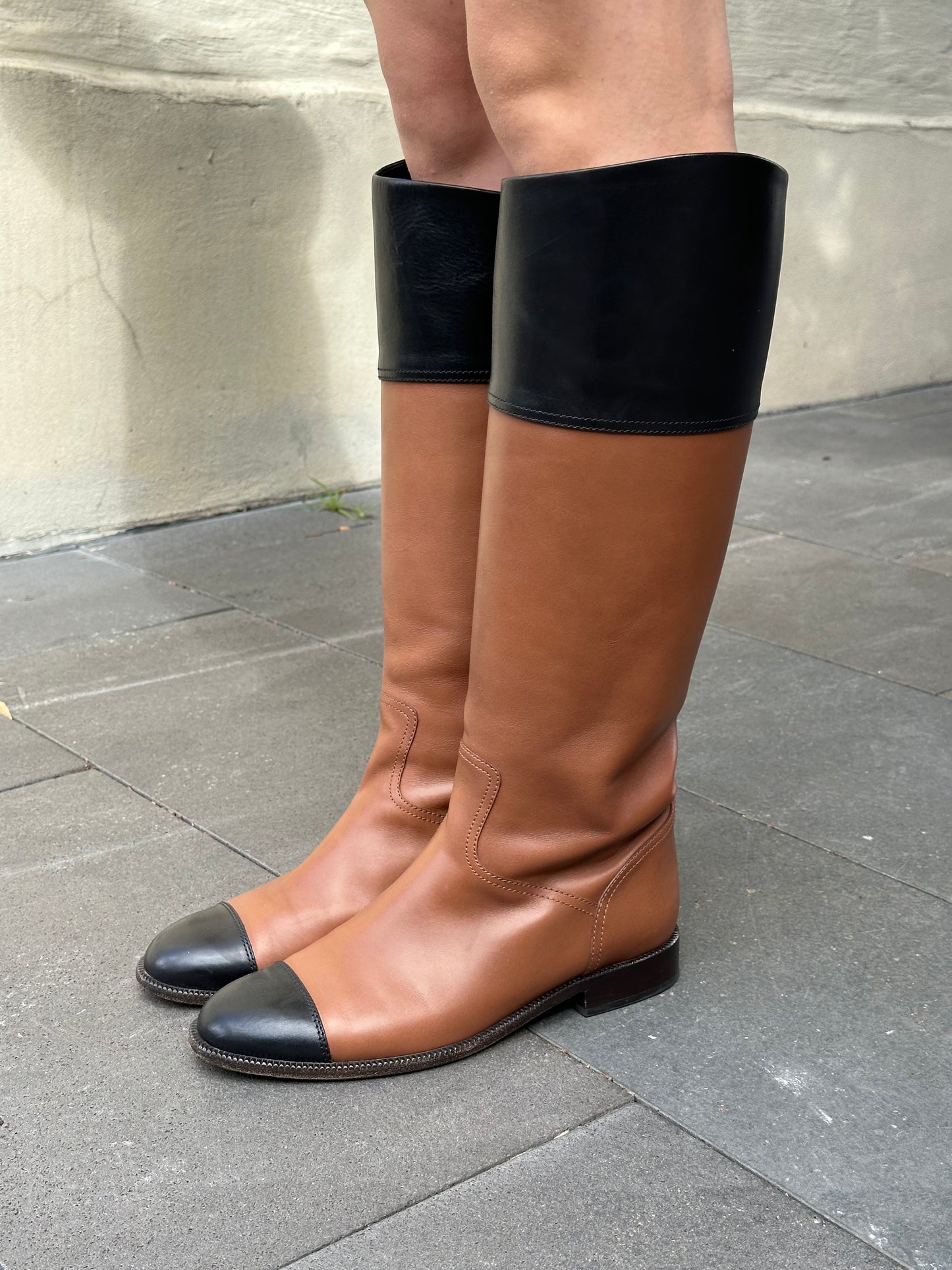 Chanel Brown Black High Boots Size 42