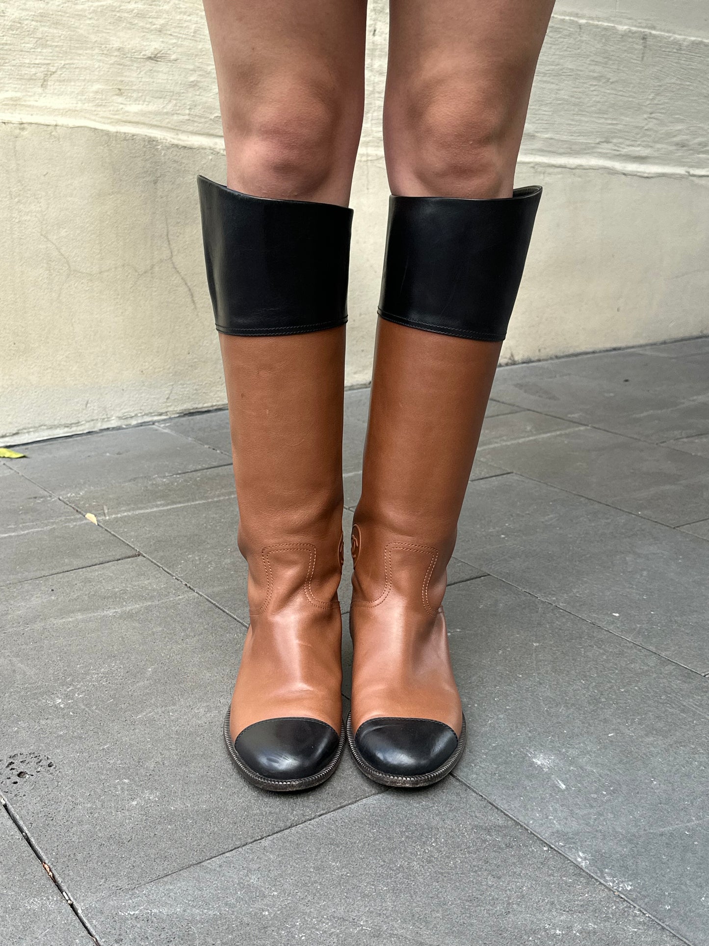 Chanel Brown Black High Boots Size 42