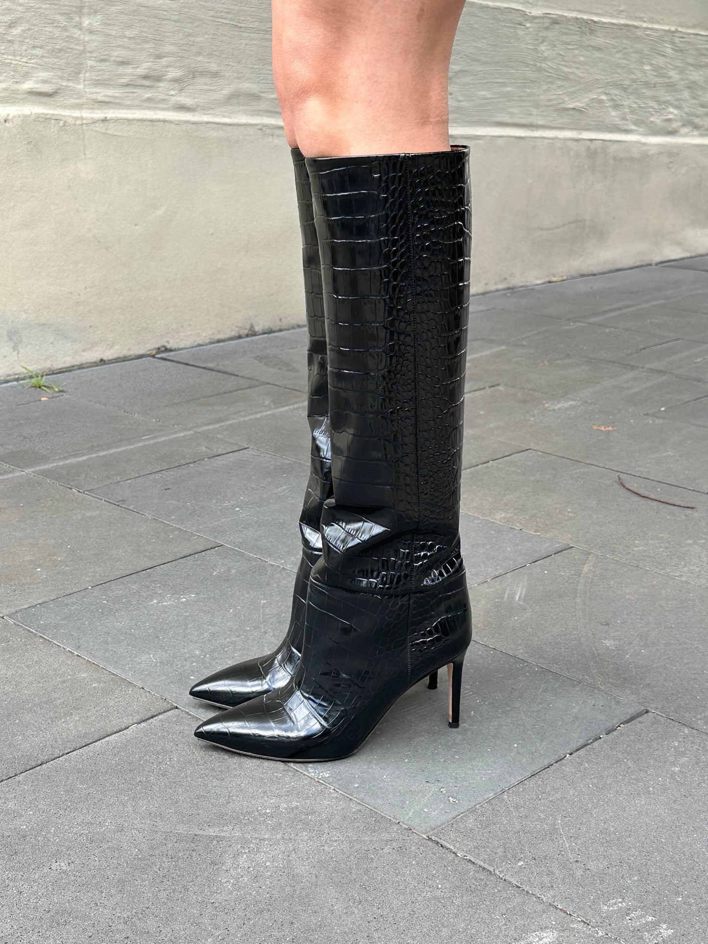 Paris Texas Black High Croc Boots Size 38