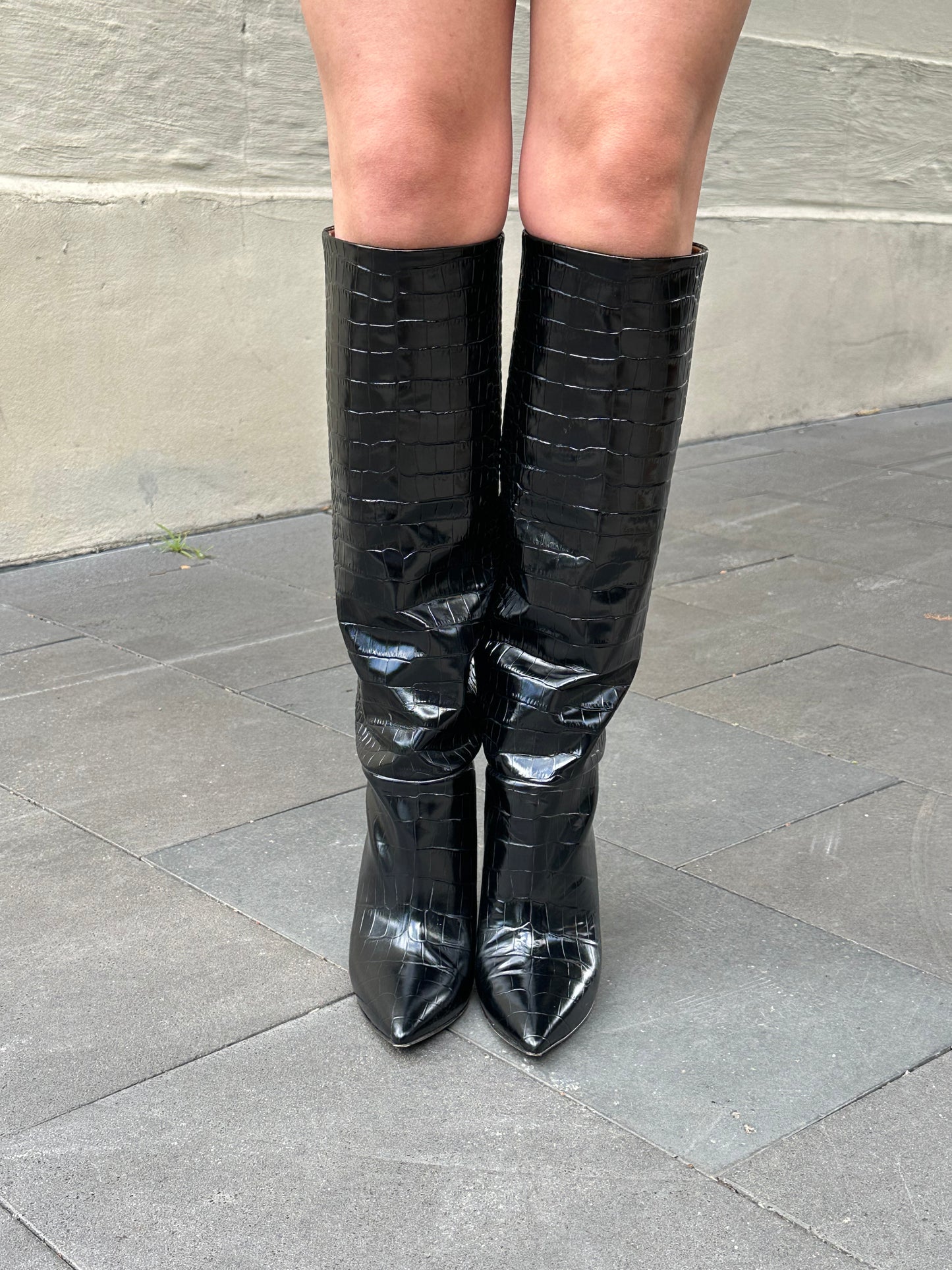 Paris Texas Black High Croc Boots Size 38