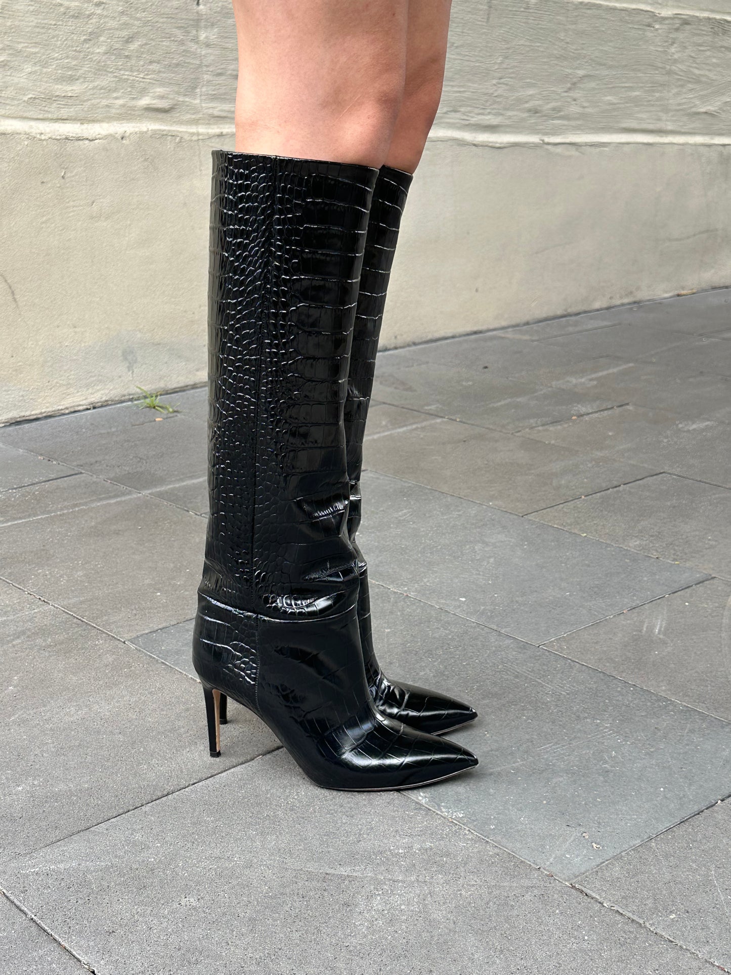 Paris Texas Black High Croc Boots Size 38