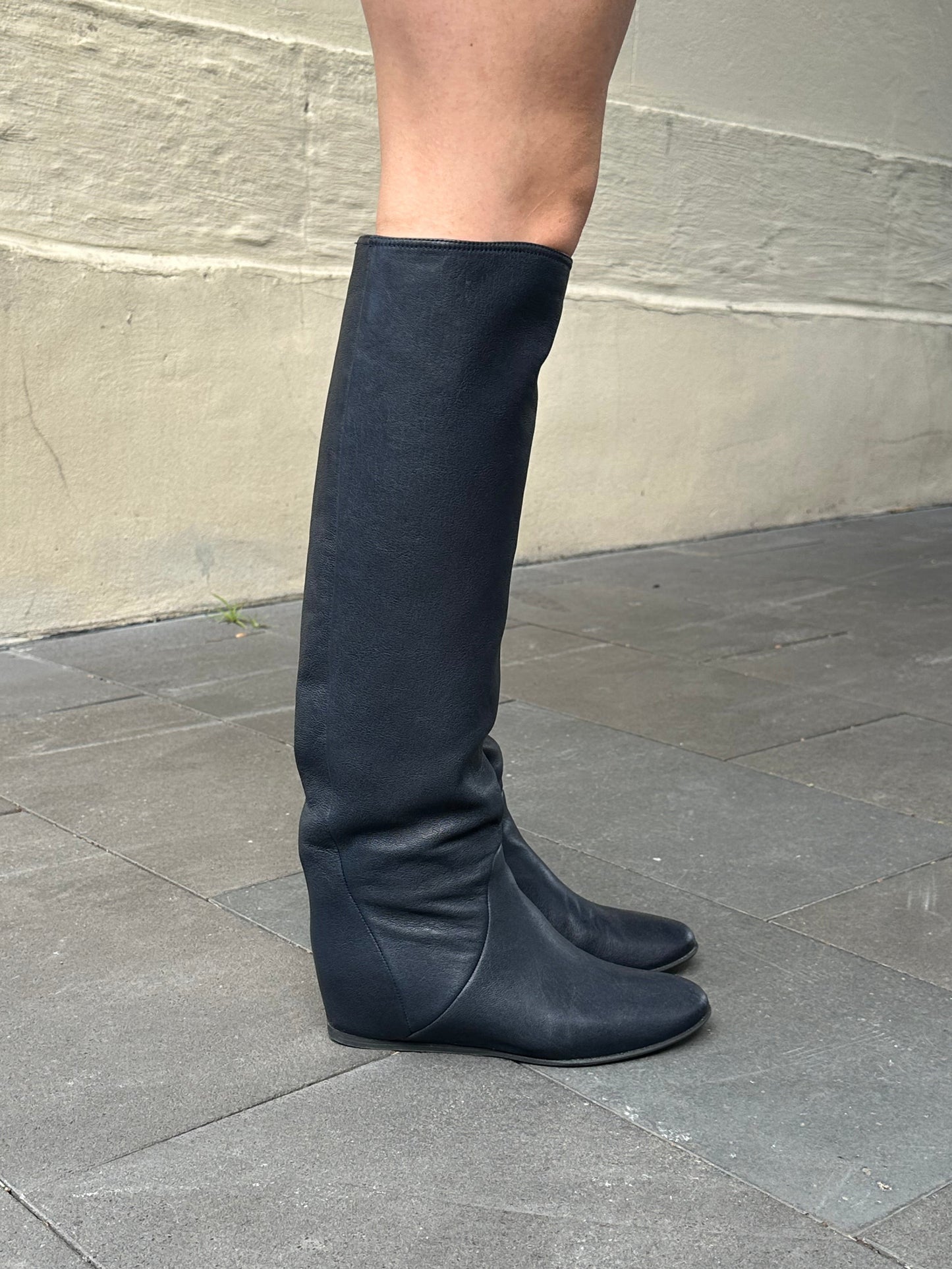 Lanvin High Navy Boots Size 38