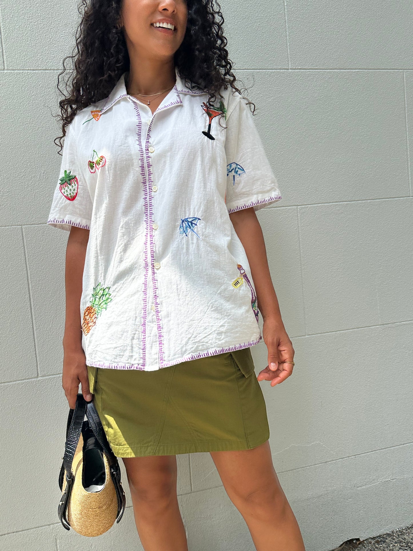 Perte D'ego White Embroidered Shirt Size M