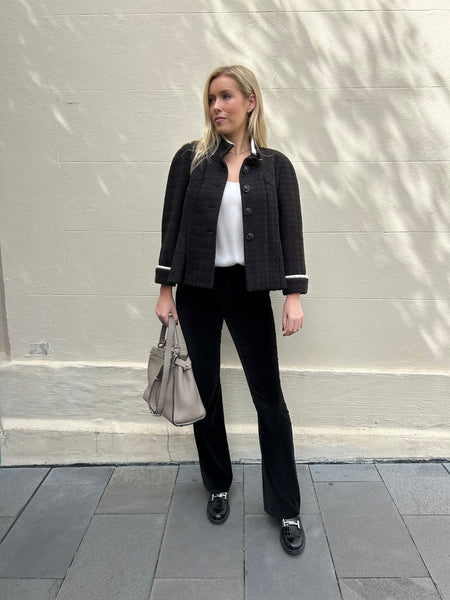 Chanel Black Pleat Short Jacket Size 38