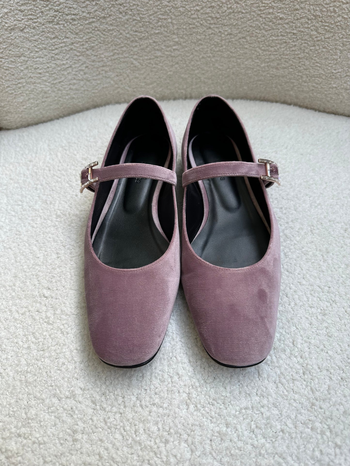 Hermes Pink Velvet Ballet Flats Size 38.5