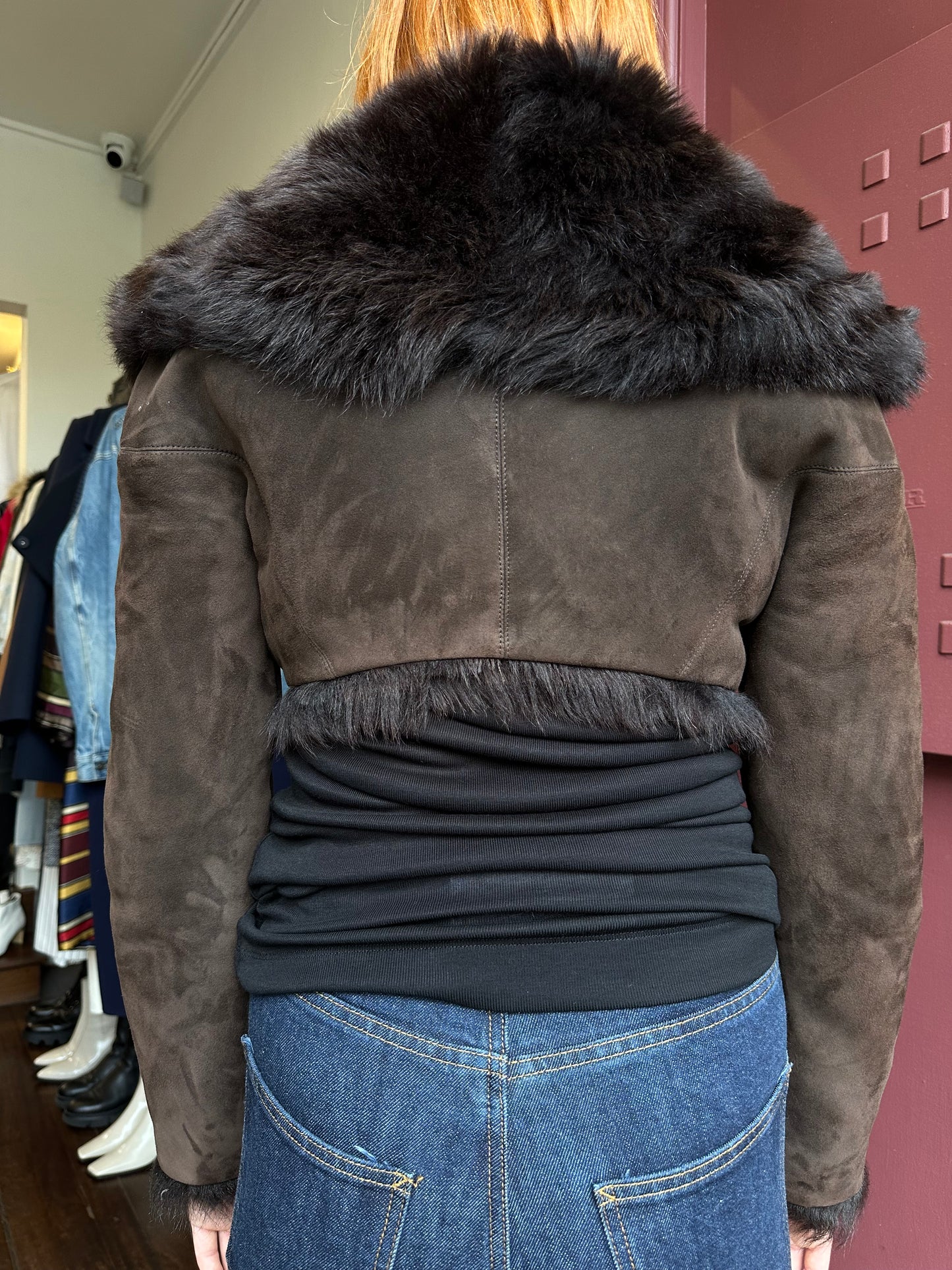 Alaia Chocolate Suede Crop Jacket Size 40