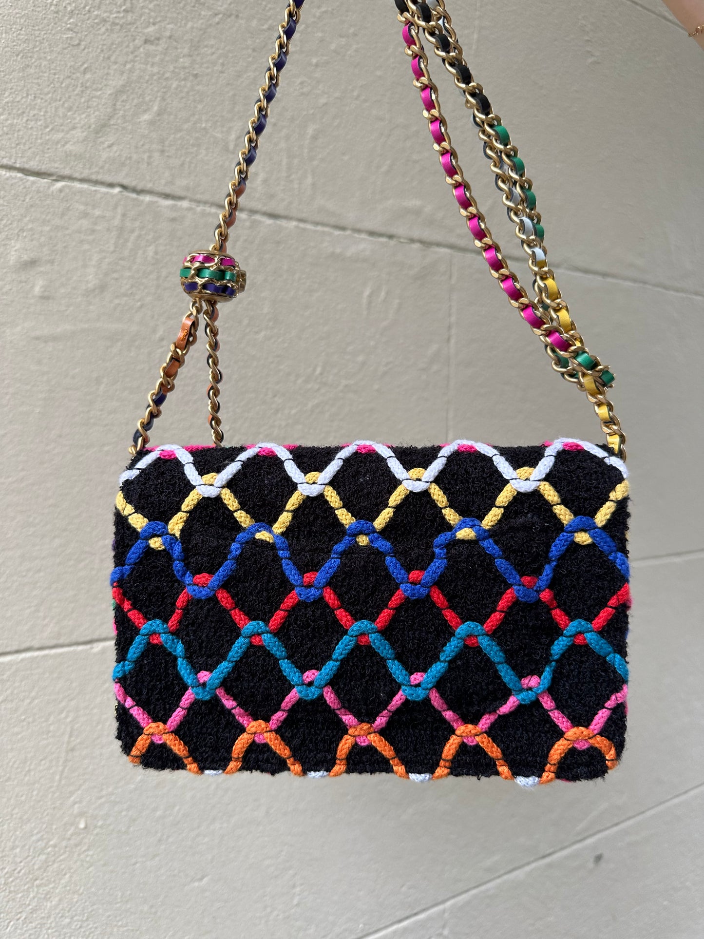 Chanel 2022 Tweed Pearl Crush Wallet Bag